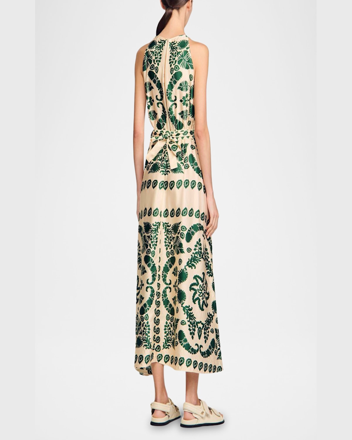 SANDRO HYERES FLORAL MIDI DRESS