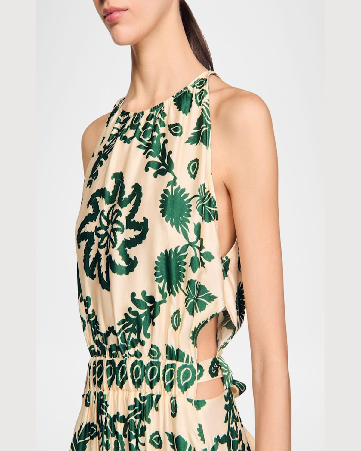 SANDRO HYERES FLORAL MIDI DRESS