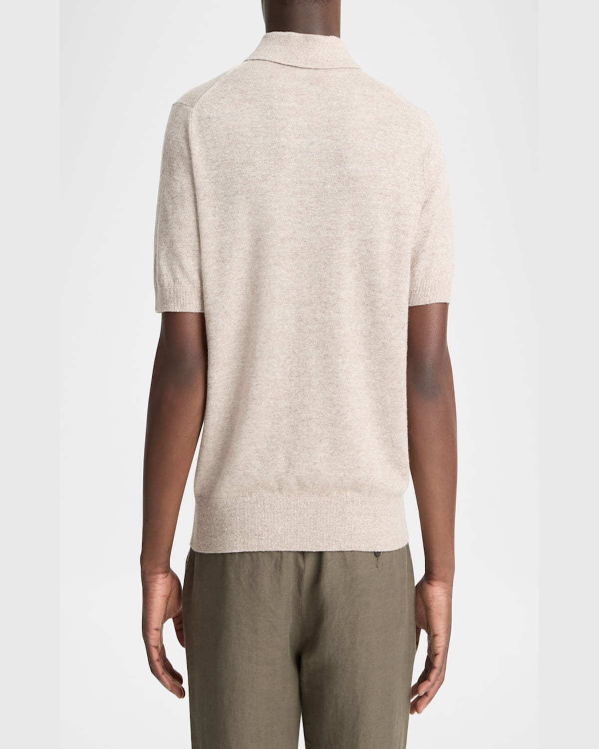 Vince Short Sleeve Linen & Wool Blend Pocket Polo Sweater In H Shroom