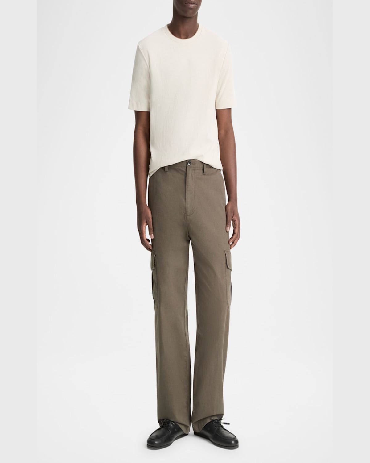 Vince Men's Double-neck Pima Cotton T-shirt In Light Sand/caramel D