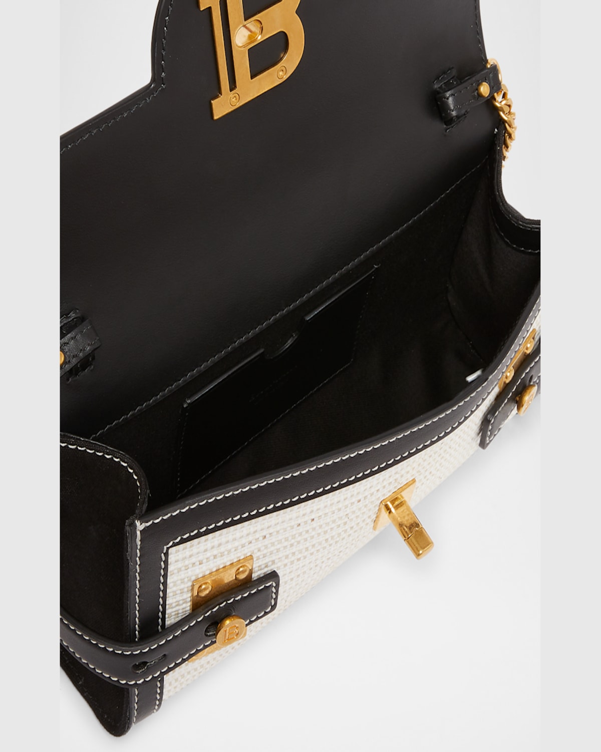 Balmain B-buzz 23 Clutch Bag In Naturel/noir
