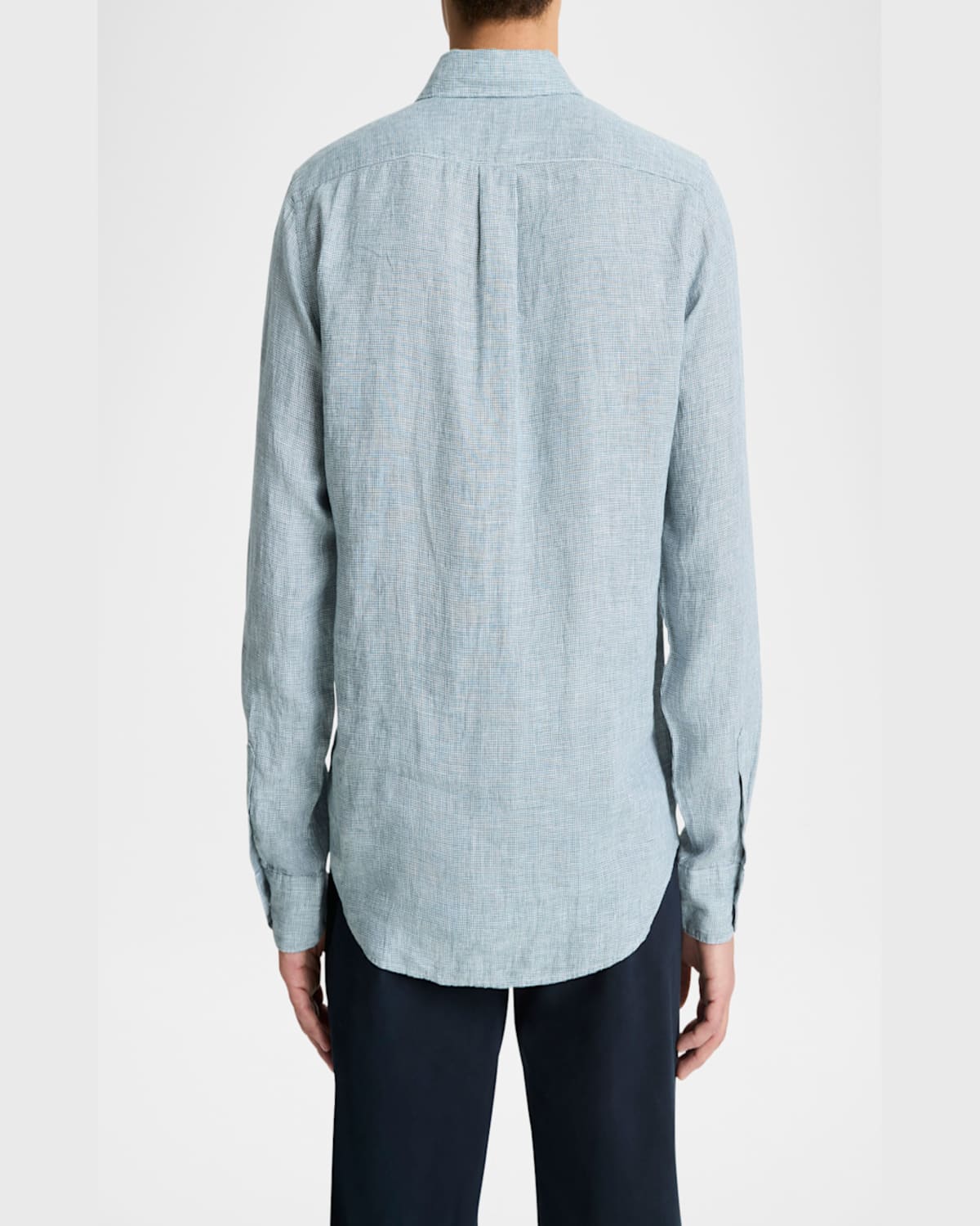 Vince Houndstooth Classic Fit Linen Button-up Shirt In Gray