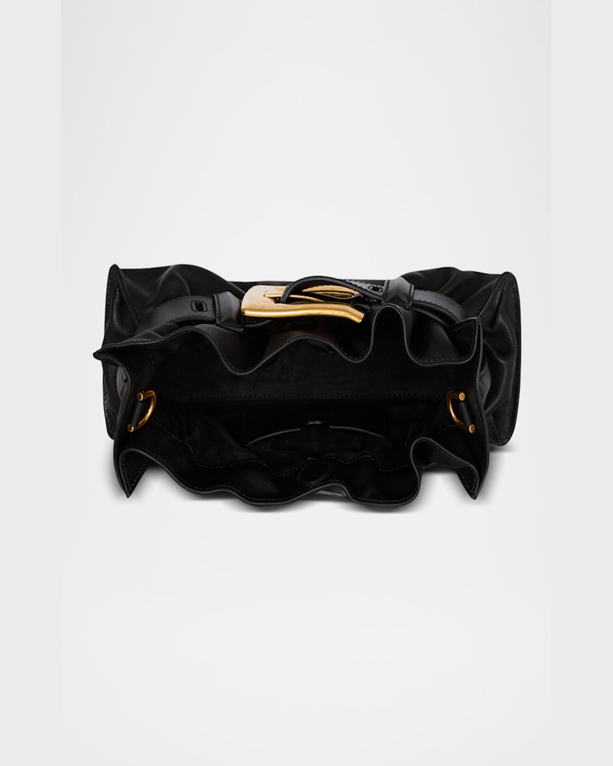 Balmain Anthem Mini Buckle Shoulder Bag In Calfskin Leather In Noir