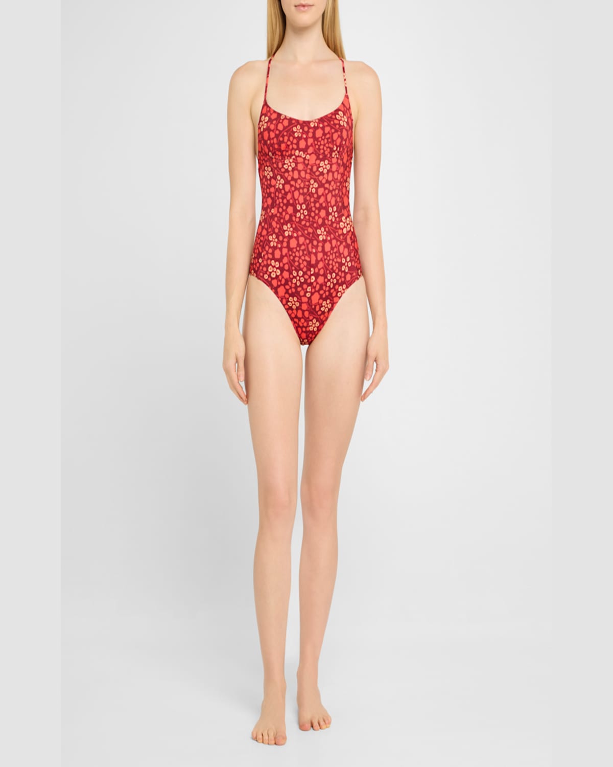 Shop Ulla Johnson Positano One-piece Swimsuit In Coral