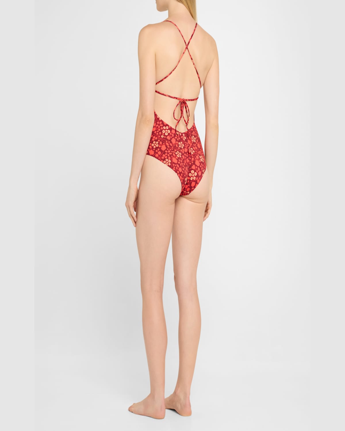 Shop Ulla Johnson Positano One-piece Swimsuit In Coral