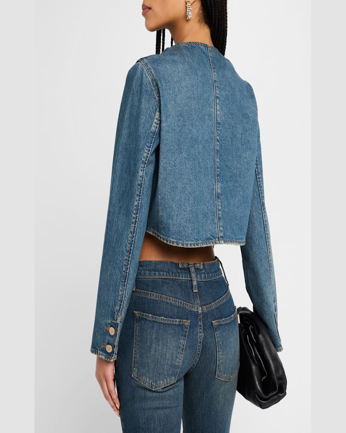 Triarchy Celeste Cropped Denim Jacket In Malibu Vintage Indigo