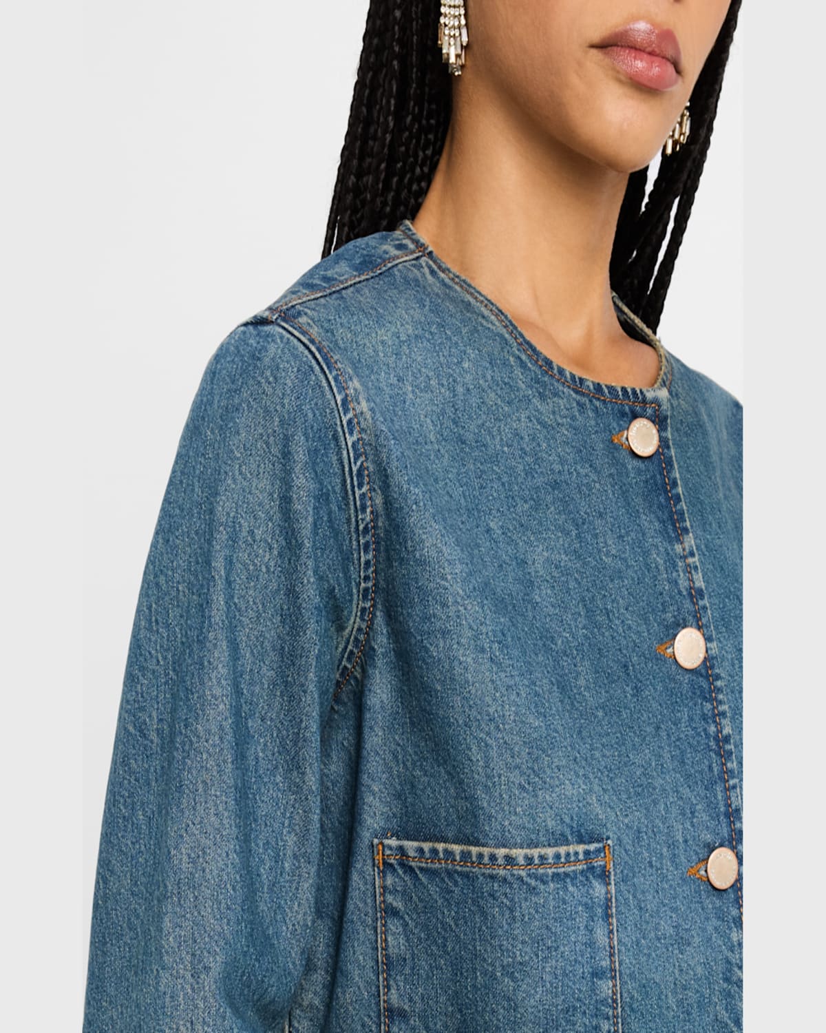 Triarchy Celeste Cropped Denim Jacket In Malibu Vintage Indigo