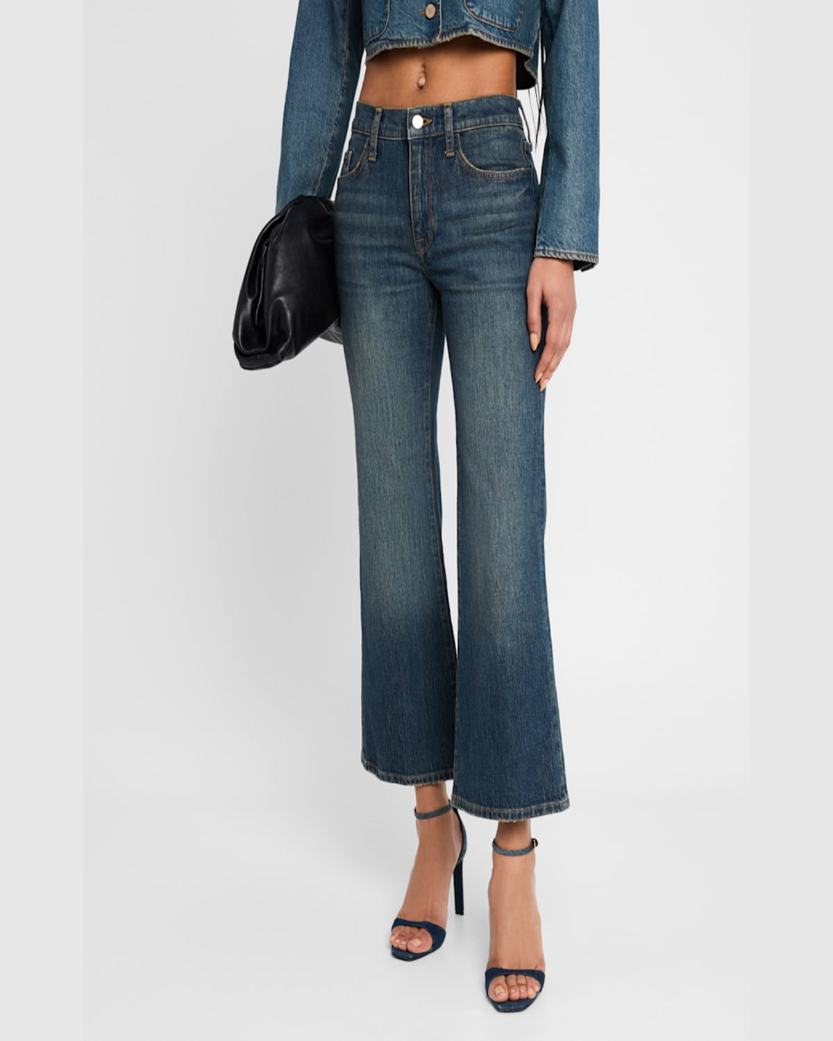 TRIARCHY MARGARET MID-RISE CROP FLARE JEANS