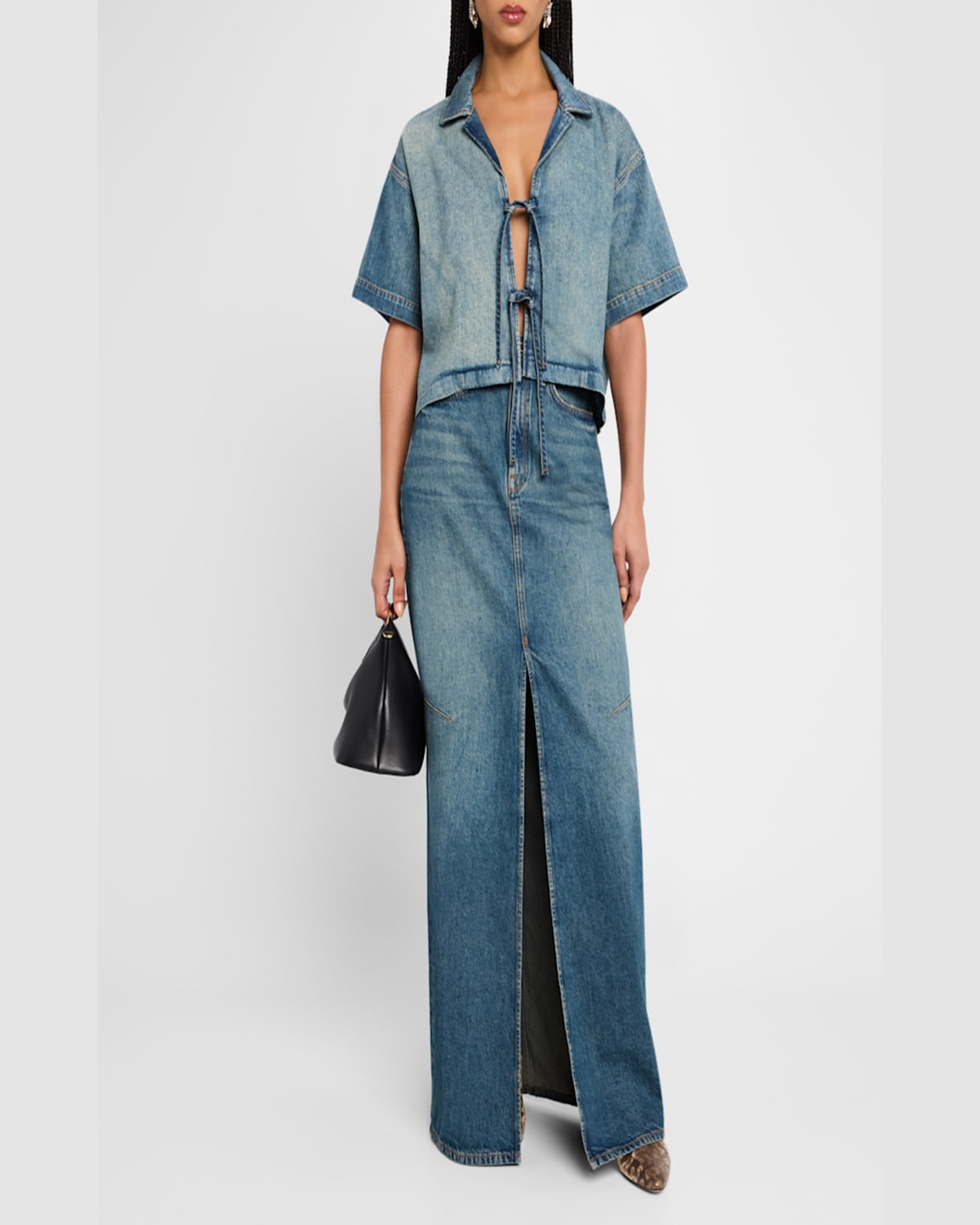 TRIARCHY WESTWOOD DENIM MAXI SKIRT 