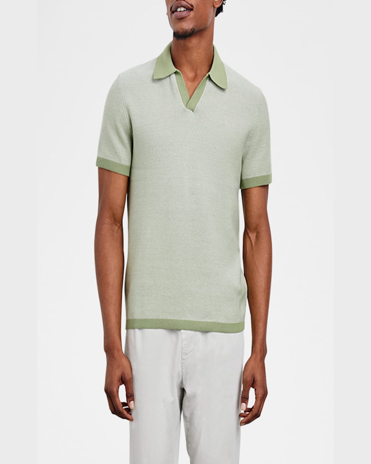 Rails Pearson Johnny Collar Cotton Knit Polo In Fern