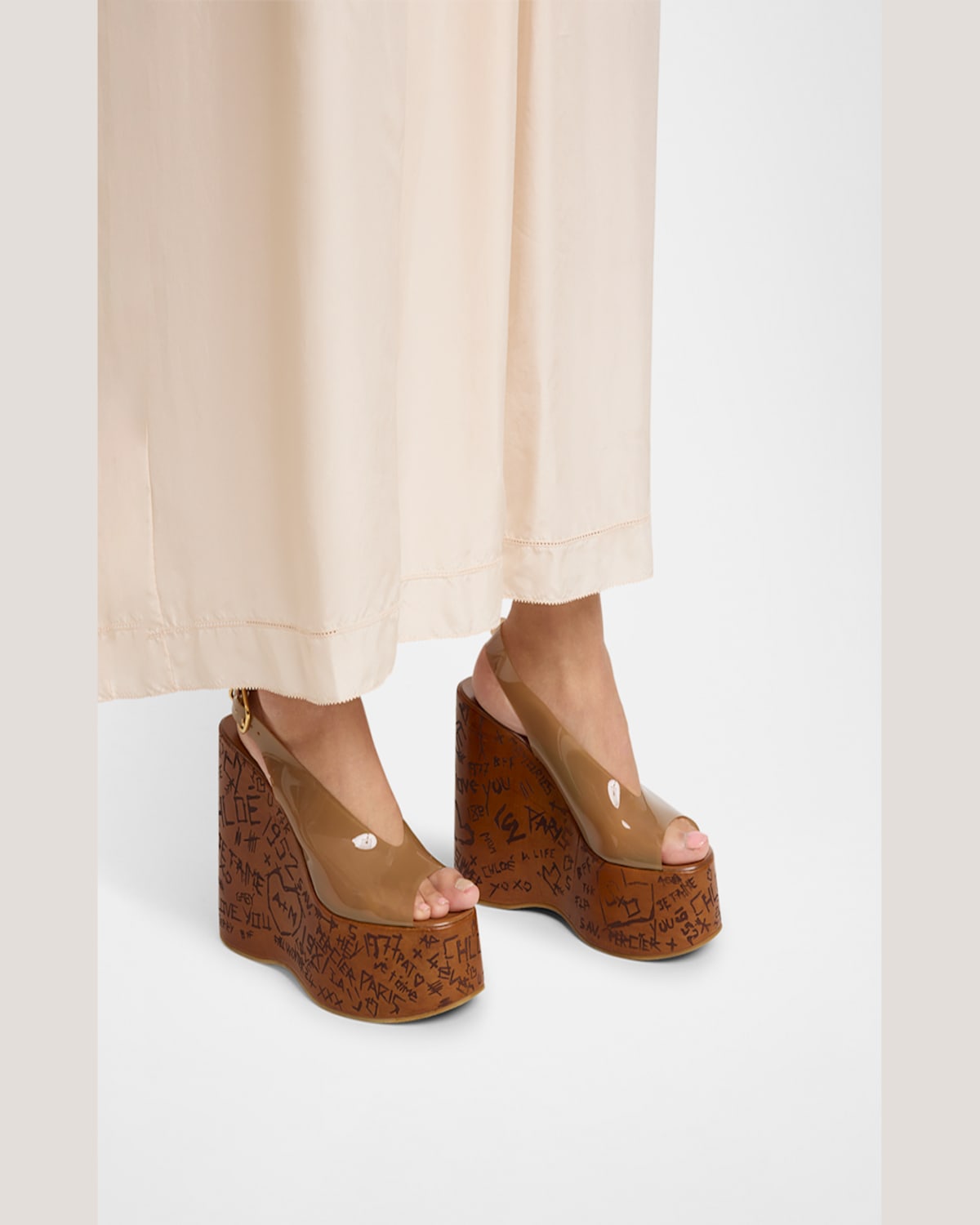 Shop Chloé Maxime Jelly Slingback Platform Sandals In Sunny Brown