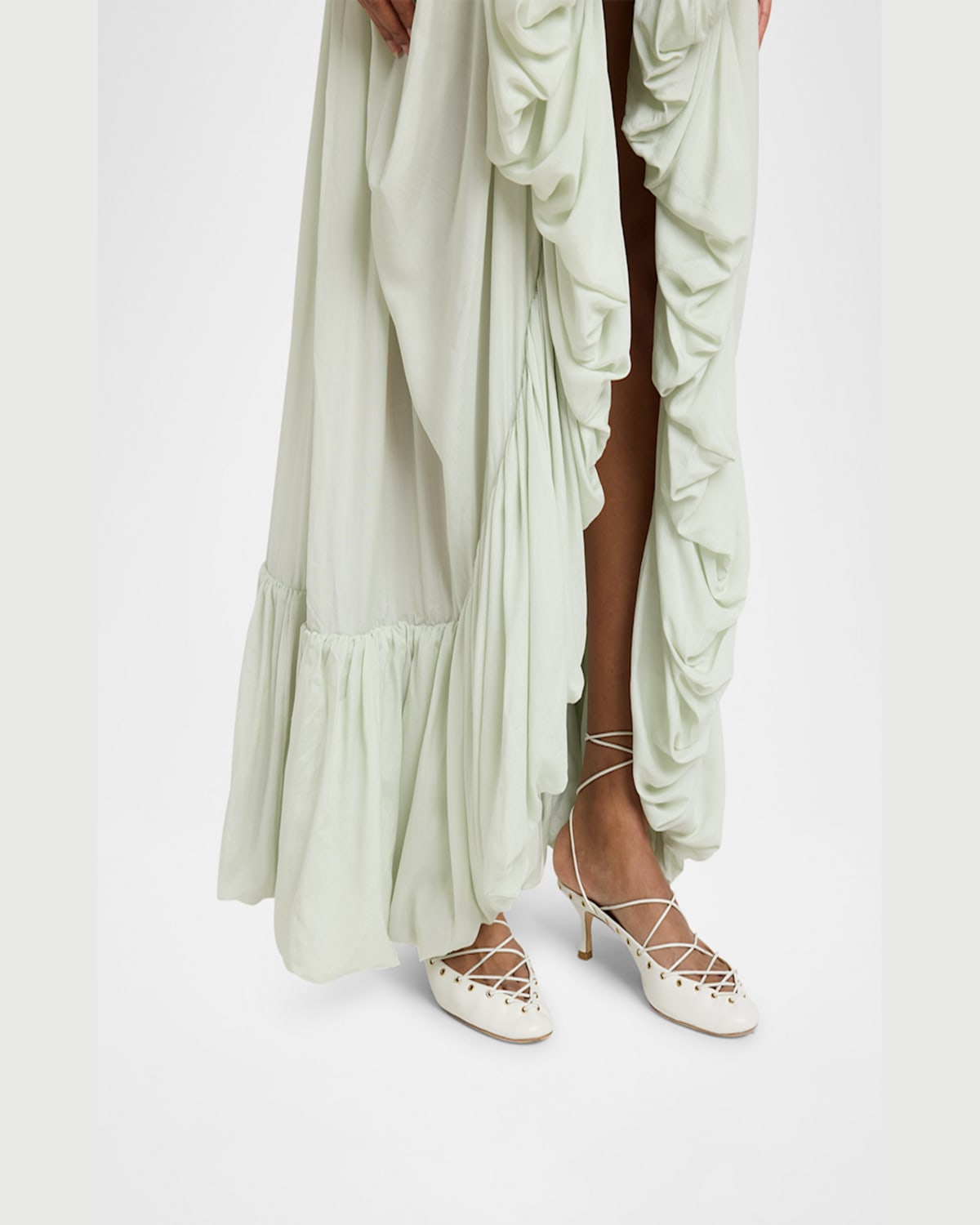 Chloé Chloe Ghilies Tie-up Leather Sandals In White