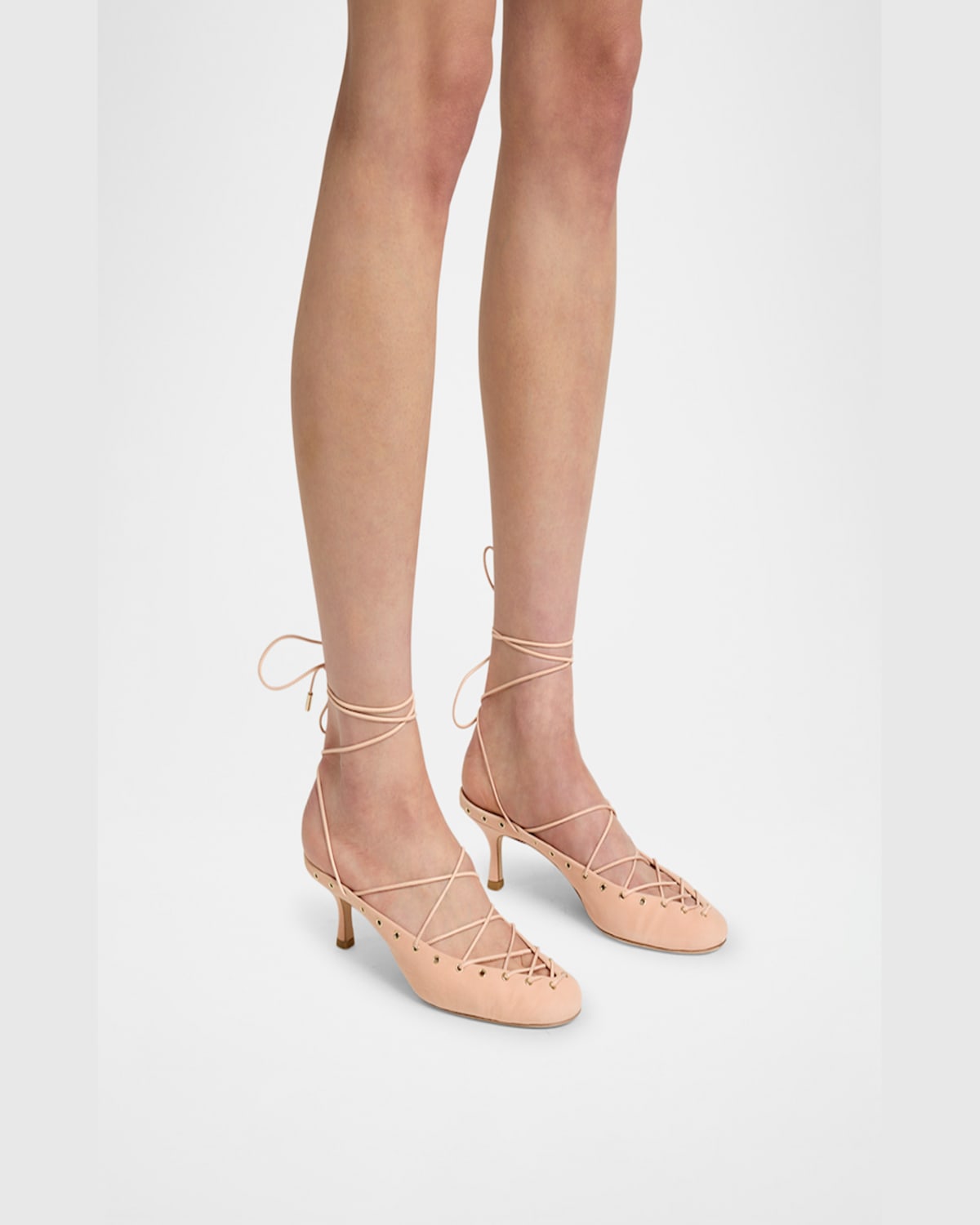 Chloé Ghiles Suede Ankle-wrap Pumps In Peachy Pink