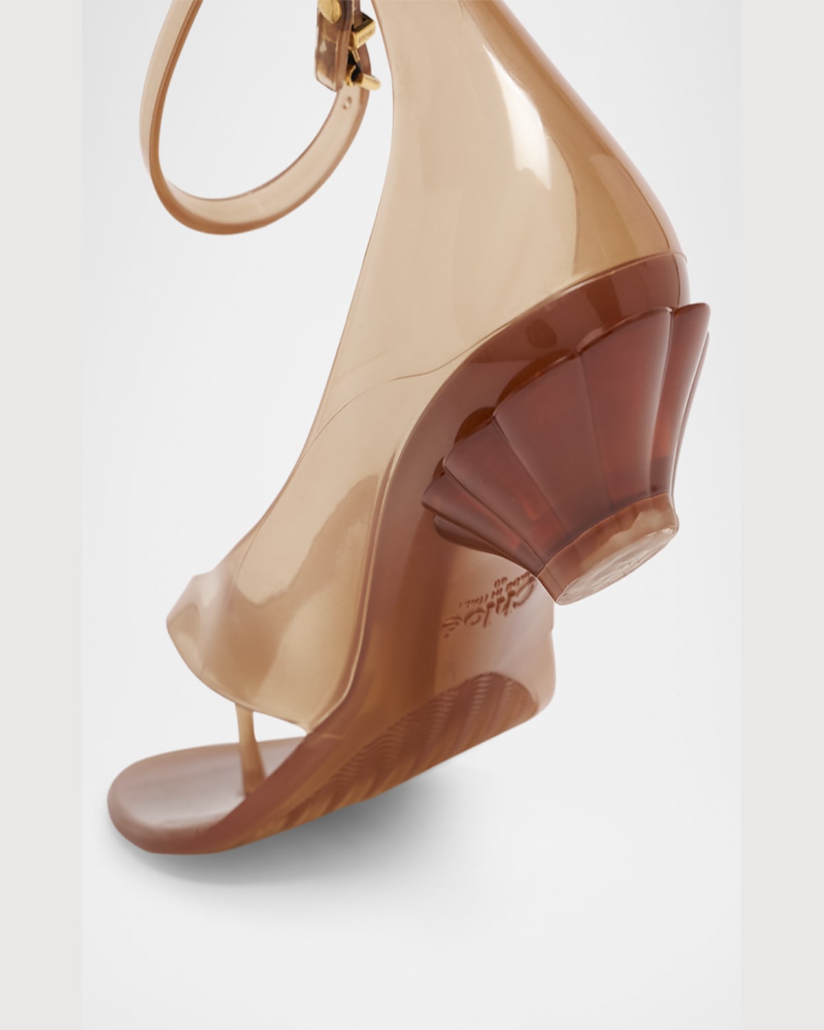 Shop Chloé Jelly Thong Ankle-strap Sandals In Sunny Brown