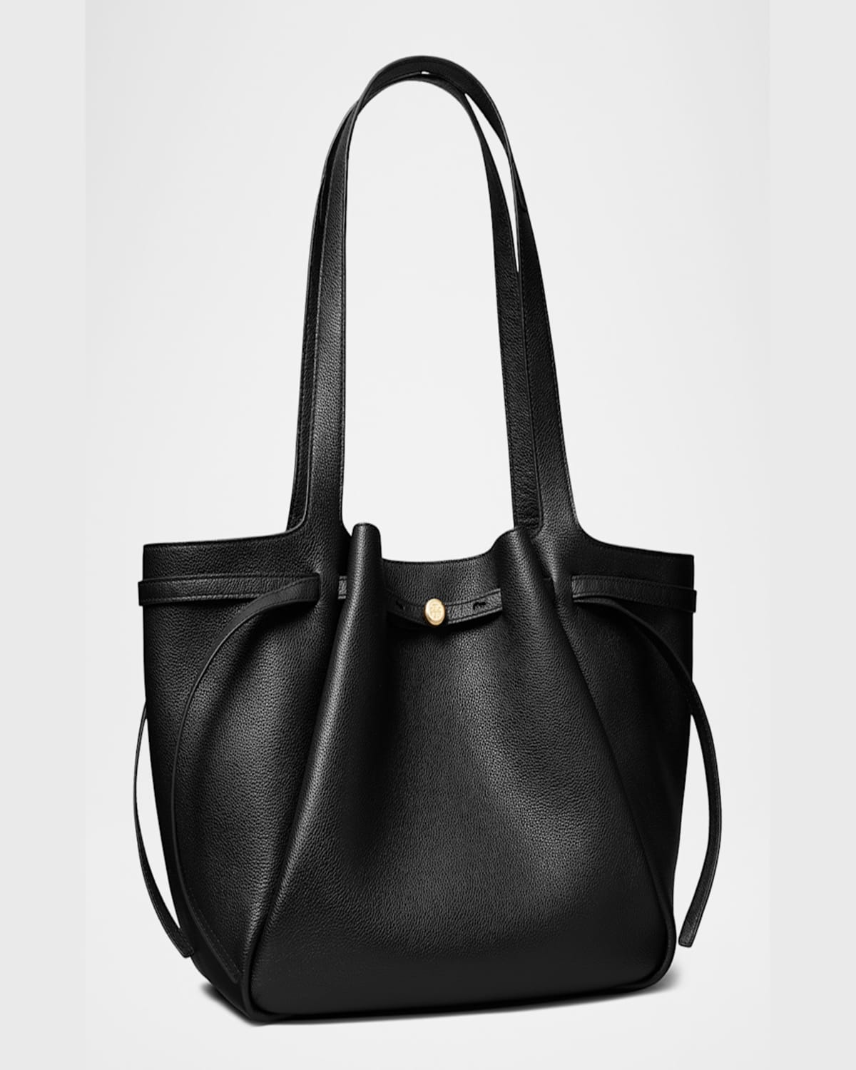 Tory Burch Romy Pebbled Leather Tote Bag In Black