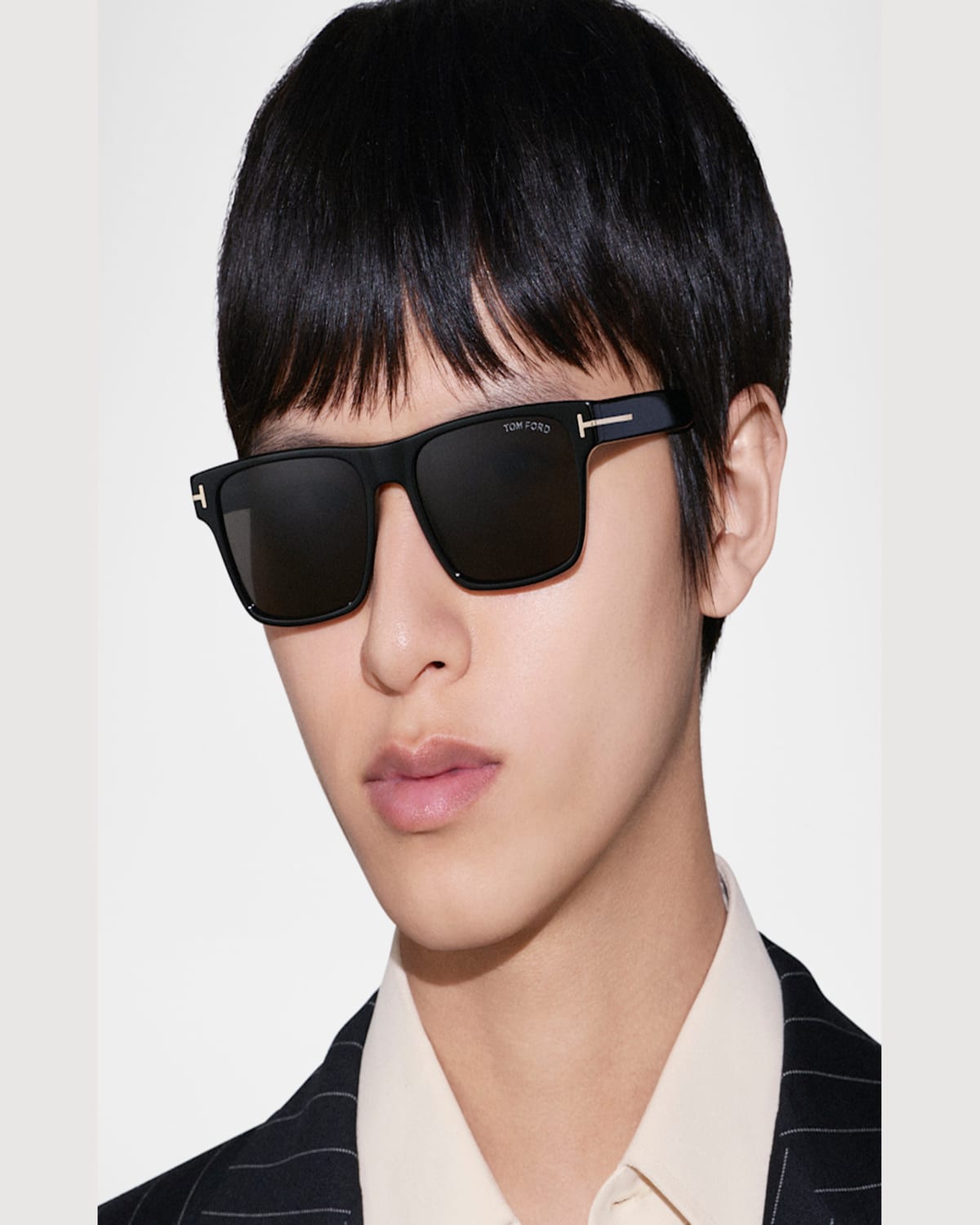 Tom Ford Calder 55mm Square Sunglasses In Shny Blk Smk