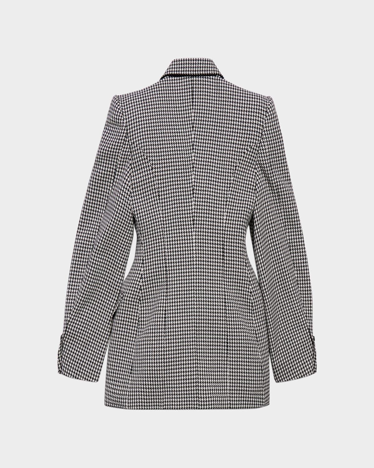 Balenciaga Houndstooth Double-breasted Hourglass Jacket In 1070 Black/white