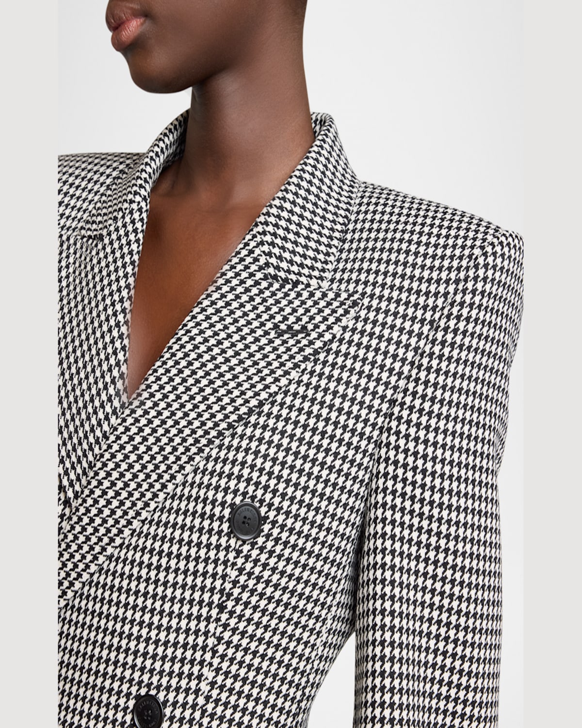 Balenciaga Houndstooth Double-breasted Hourglass Jacket In 1070 Black/white
