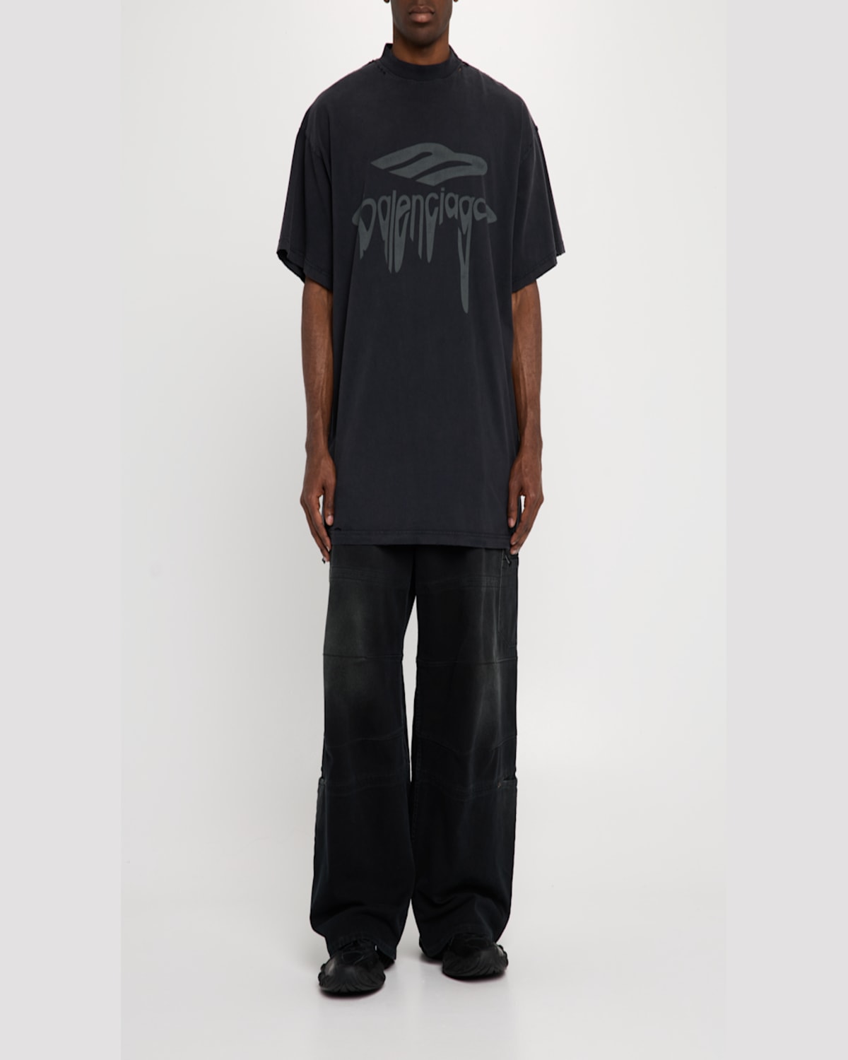 Balenciaga Monday 3b Sports Icon Leather Sneakers In 1000 Black