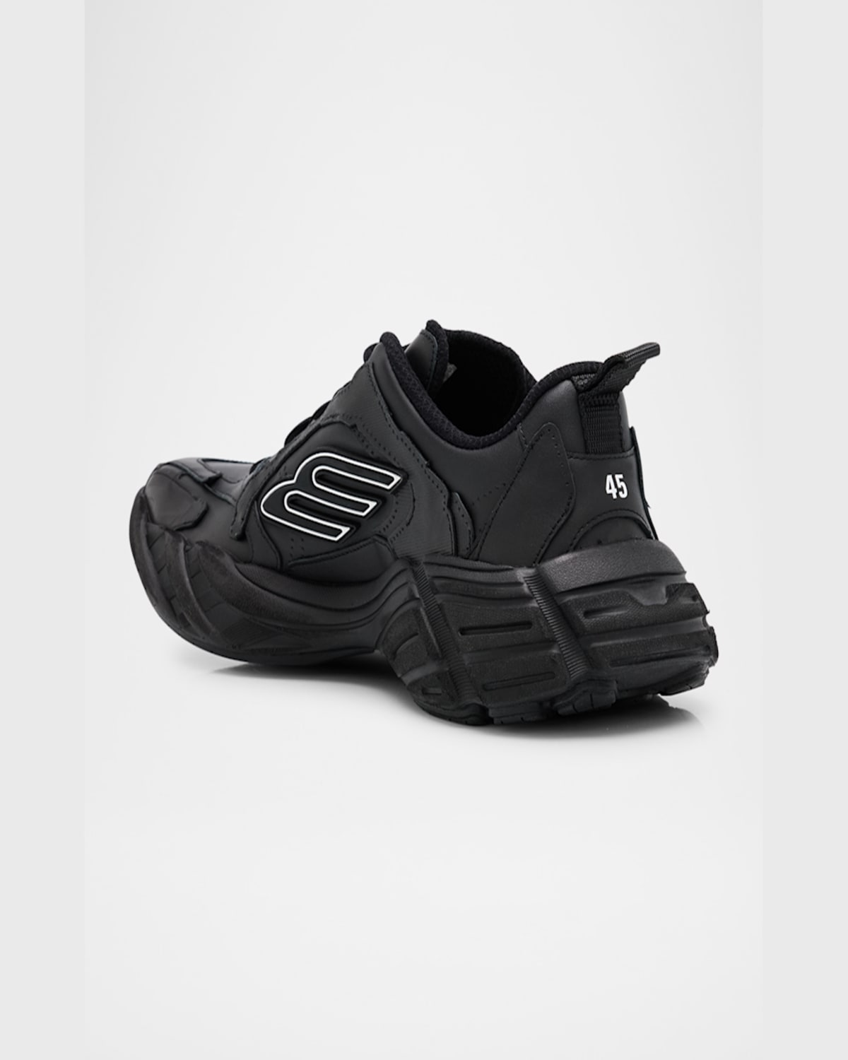 Balenciaga Monday 3b Sports Icon Leather Sneakers In 1000 Black