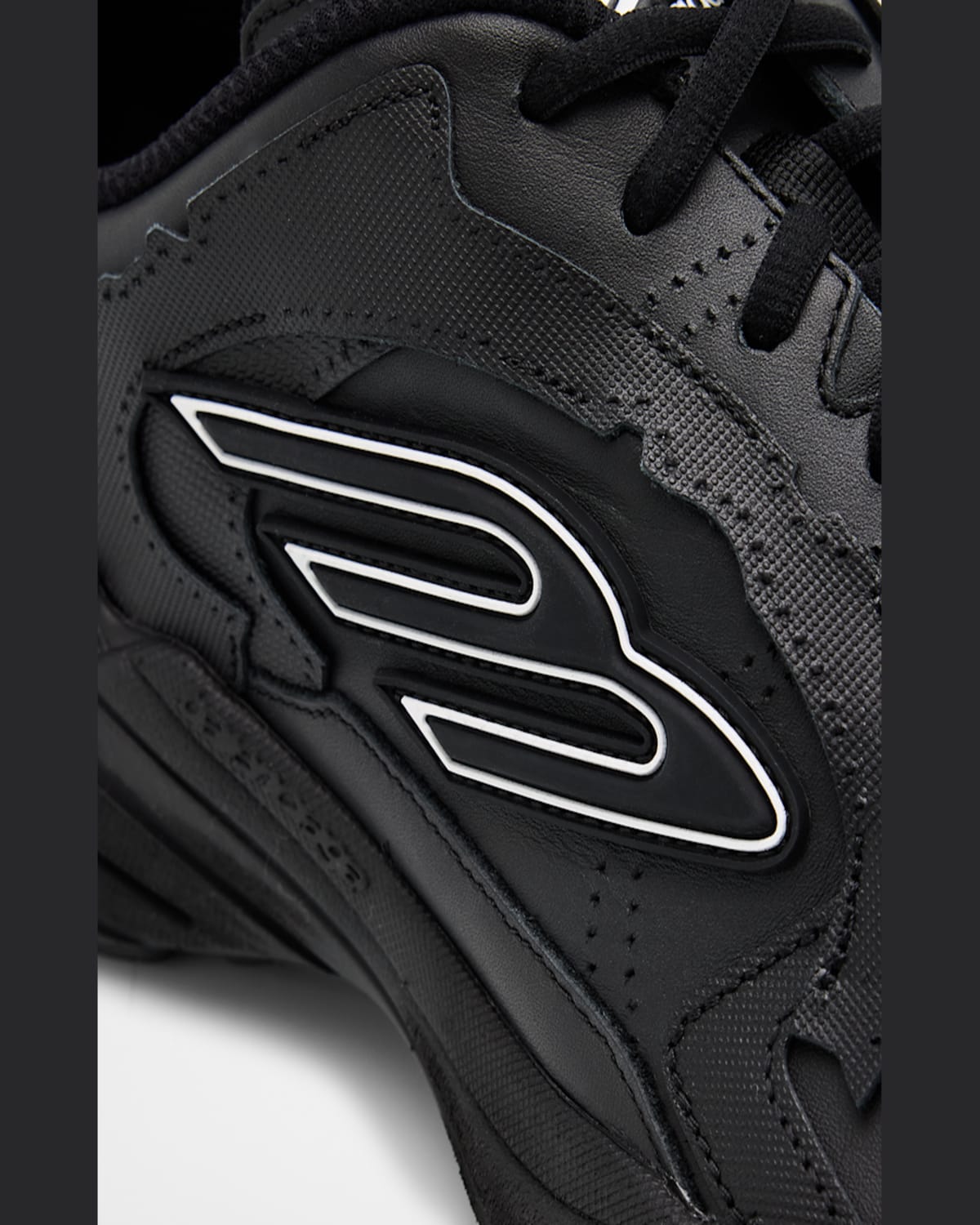 Balenciaga Monday 3b Sports Icon Leather Sneakers In 1000 Black