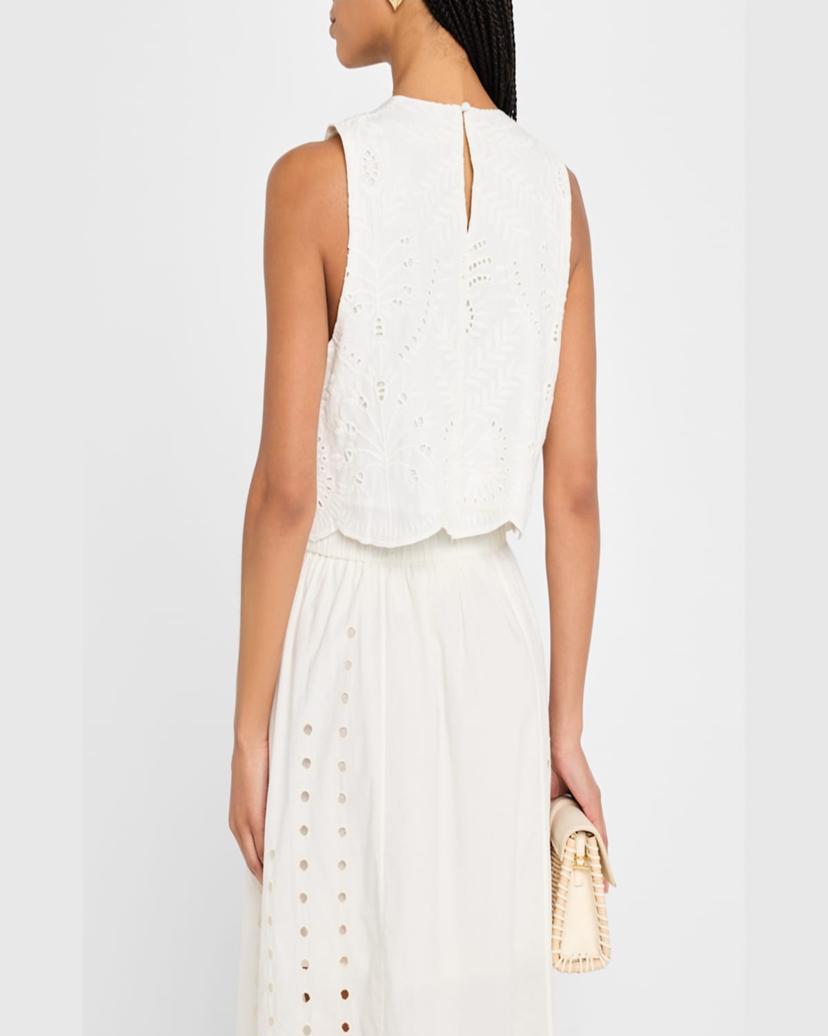 Shop Marie Oliver Davis Eyelet Embroidered Crop Shell In Oyster