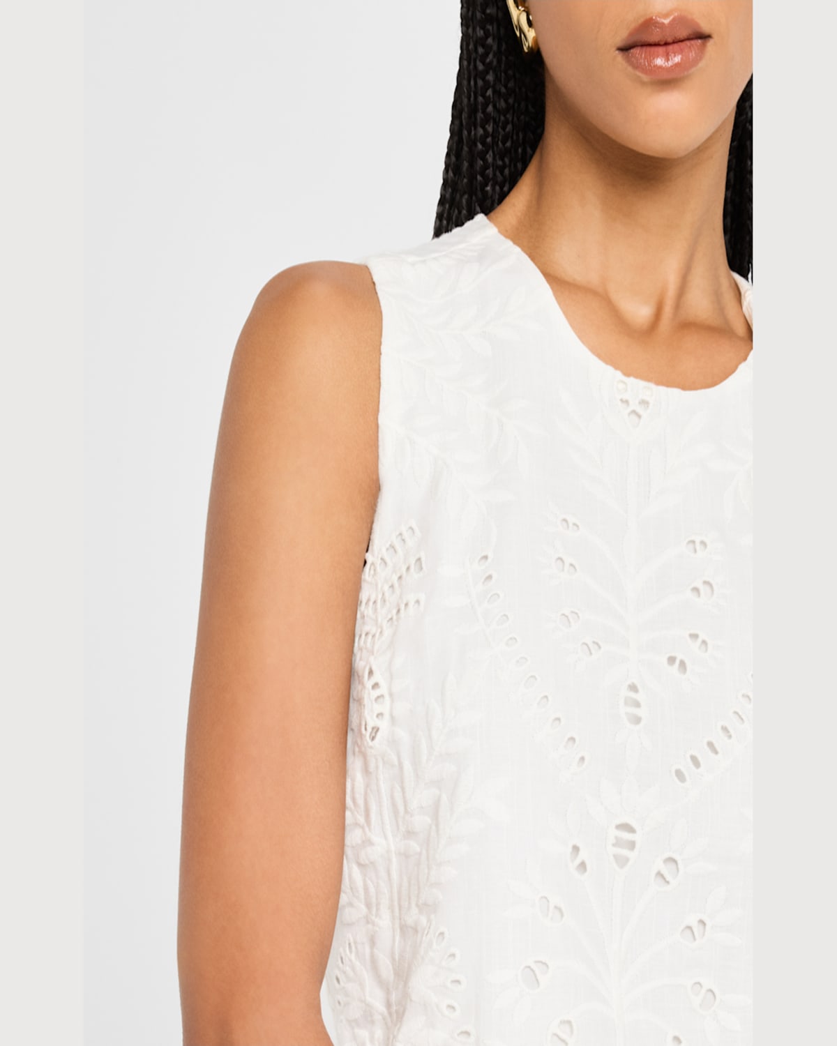 Shop Marie Oliver Davis Eyelet Embroidered Crop Shell In Oyster