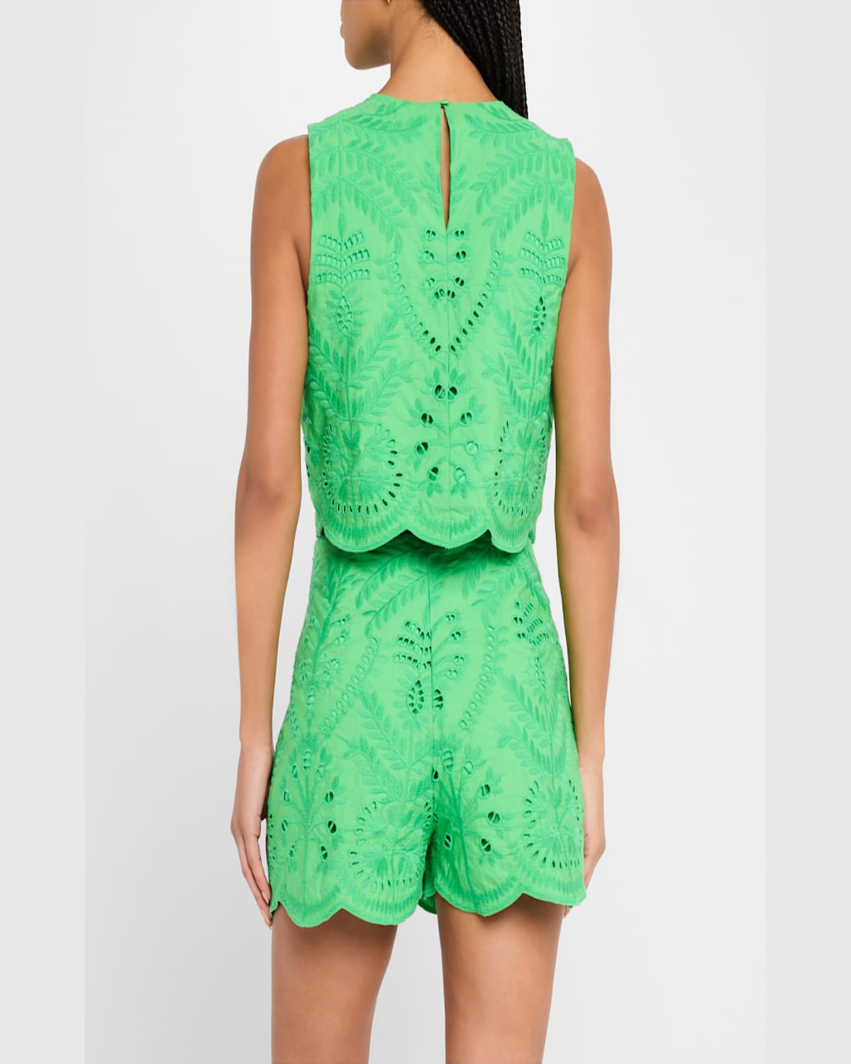 MARIE OLIVER DAVIS EYELET EMBROIDERED CROP SHELL 