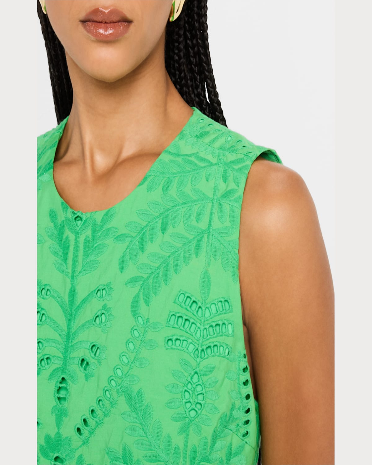 Shop Marie Oliver Davis Eyelet Embroidered Crop Shell In Emerald