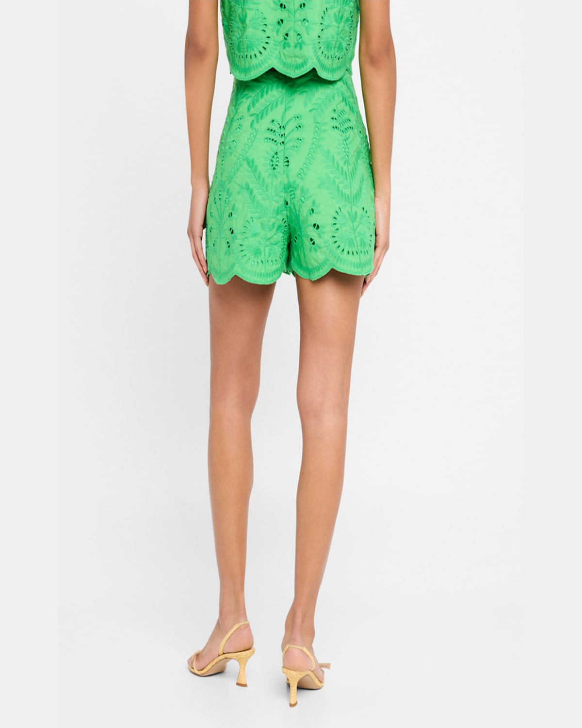 Shop Marie Oliver Fable Eyelet-embroidered Cotton Shorts In Emerald