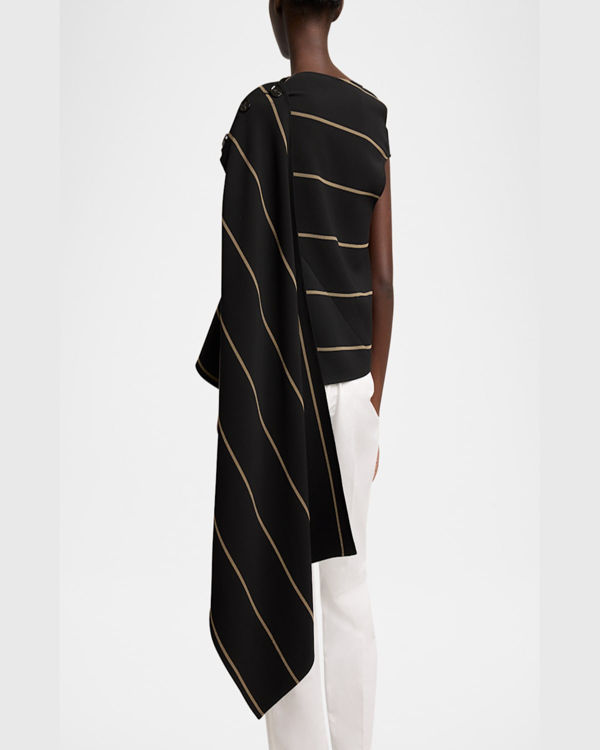 PROENZA SCHOULER SUTTON STRIPED DRAPE BI-STRETCH VISCOSE TOP 