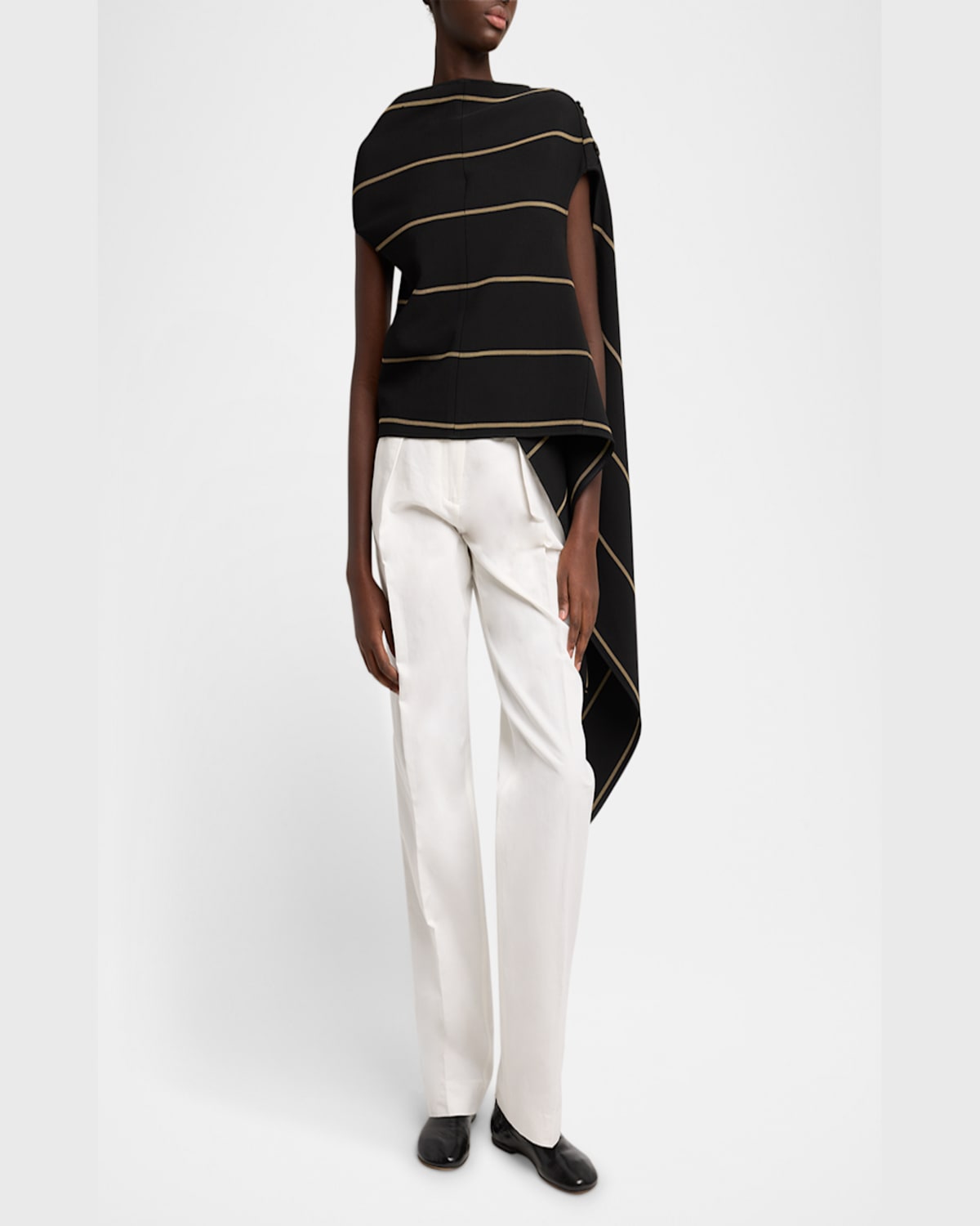 Shop Proenza Schouler Sutton Striped Drape Bi-stretch Viscose Top In Black Multi