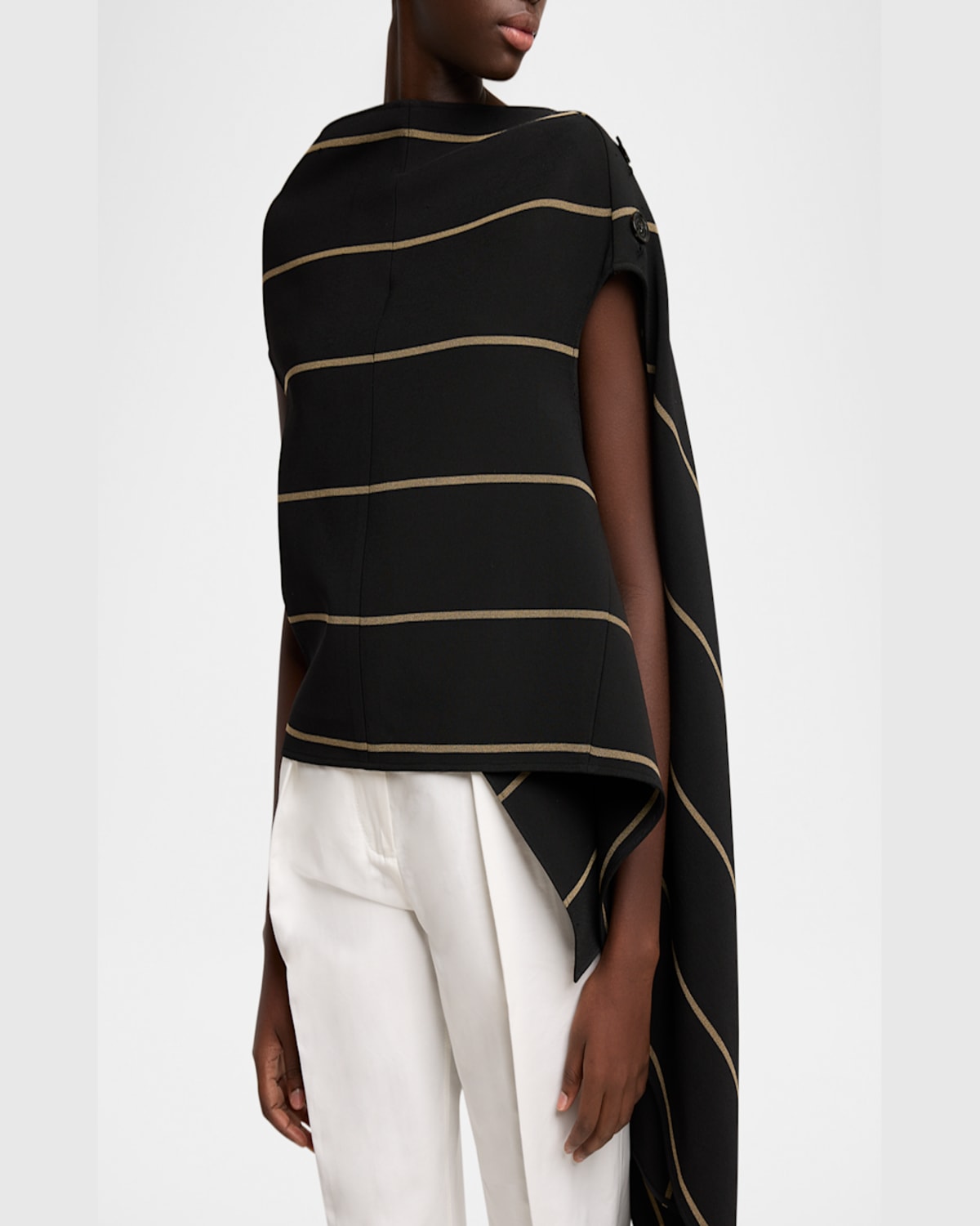 PROENZA SCHOULER SUTTON STRIPED DRAPE BI-STRETCH VISCOSE TOP 