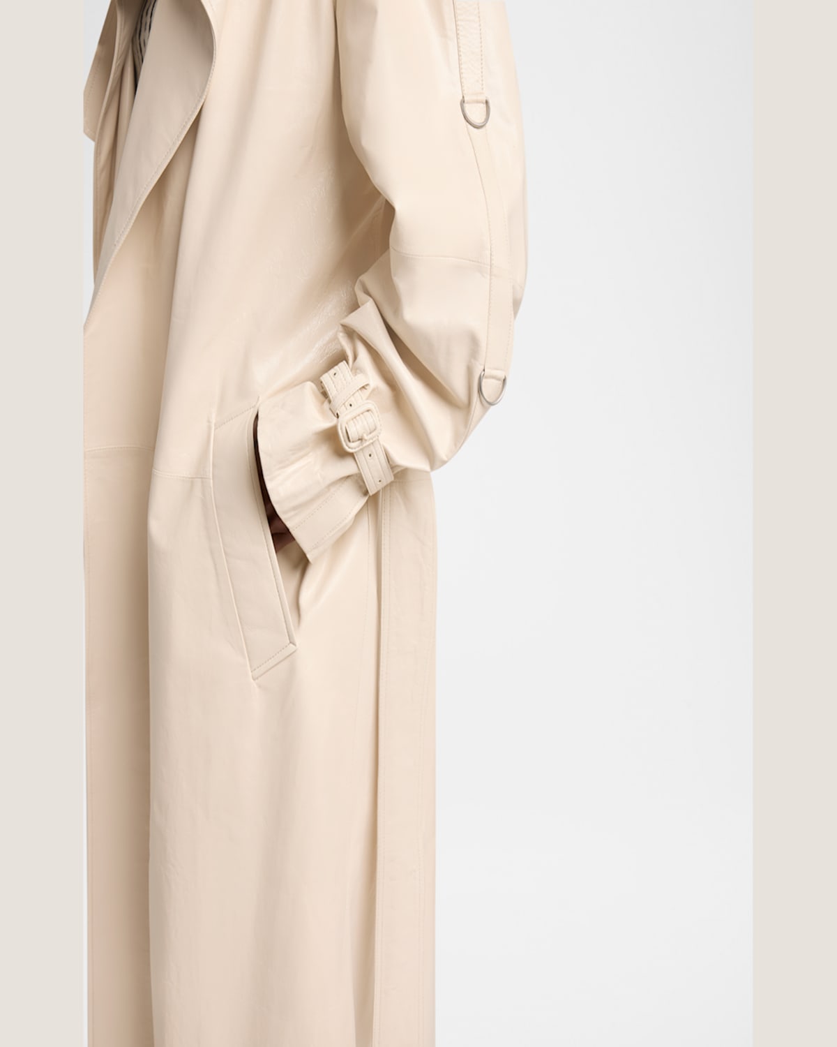 Shop Proenza Schouler Sabina Lacquered Leather Wrap Trench Coat In Ecru