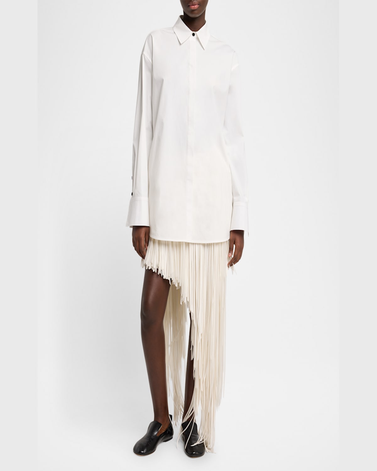 Shop Proenza Schouler Phia Asymmetric Faux Leather Fringe Skirt In Ecru