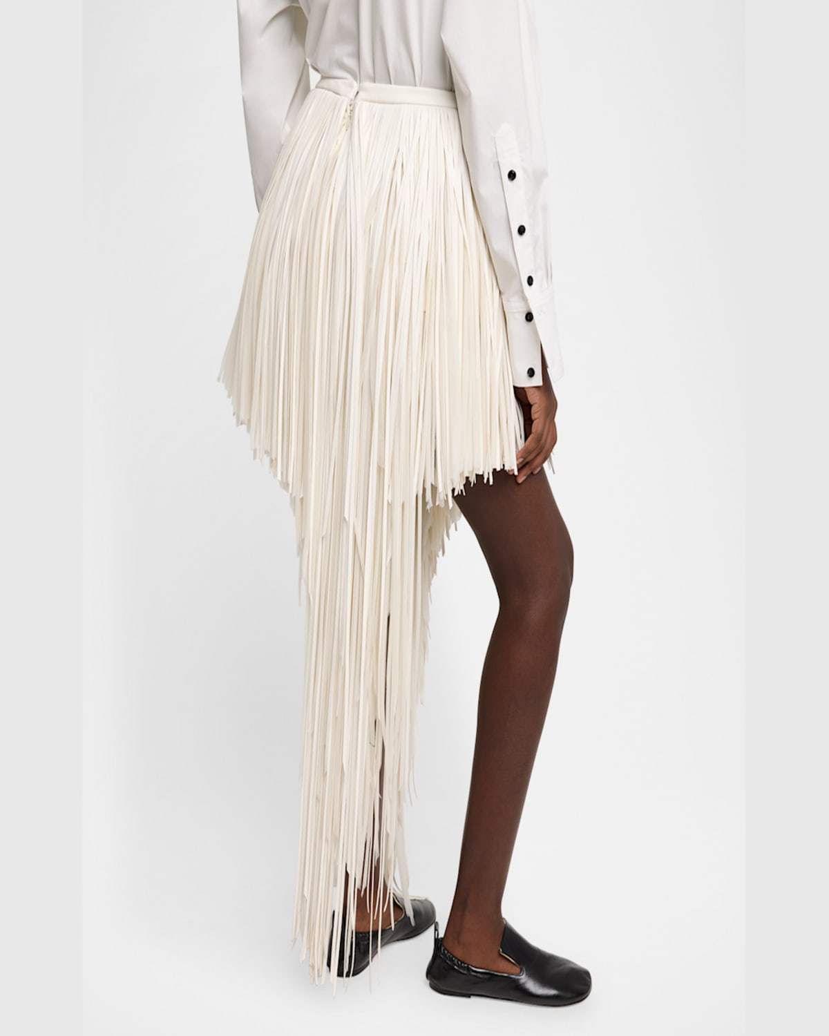Shop Proenza Schouler Phia Asymmetric Faux Leather Fringe Skirt In Ecru