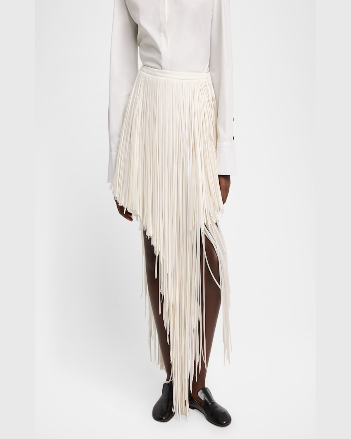 Shop Proenza Schouler Phia Asymmetric Faux Leather Fringe Skirt In Ecru