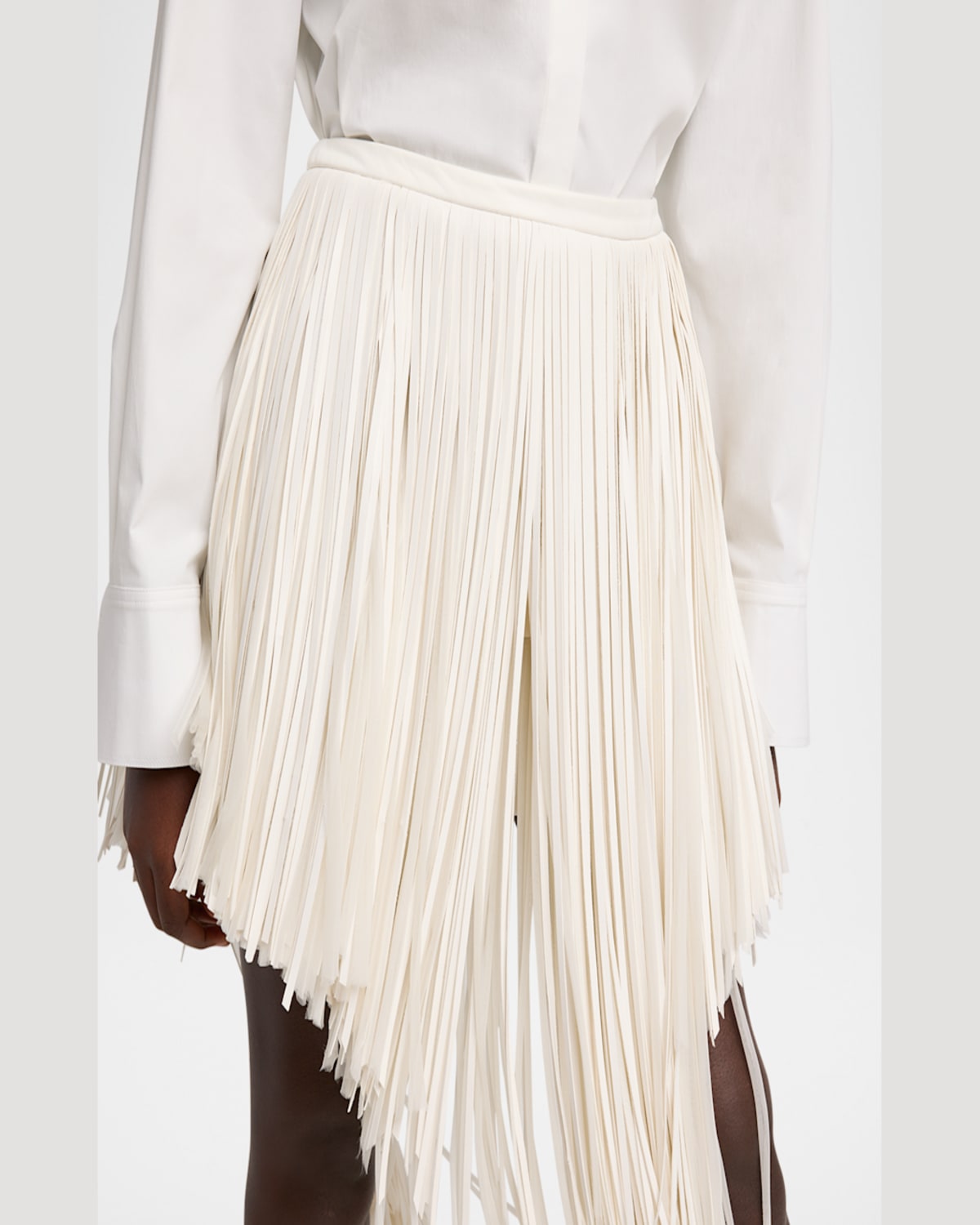 Shop Proenza Schouler Phia Asymmetric Faux Leather Fringe Skirt In Ecru
