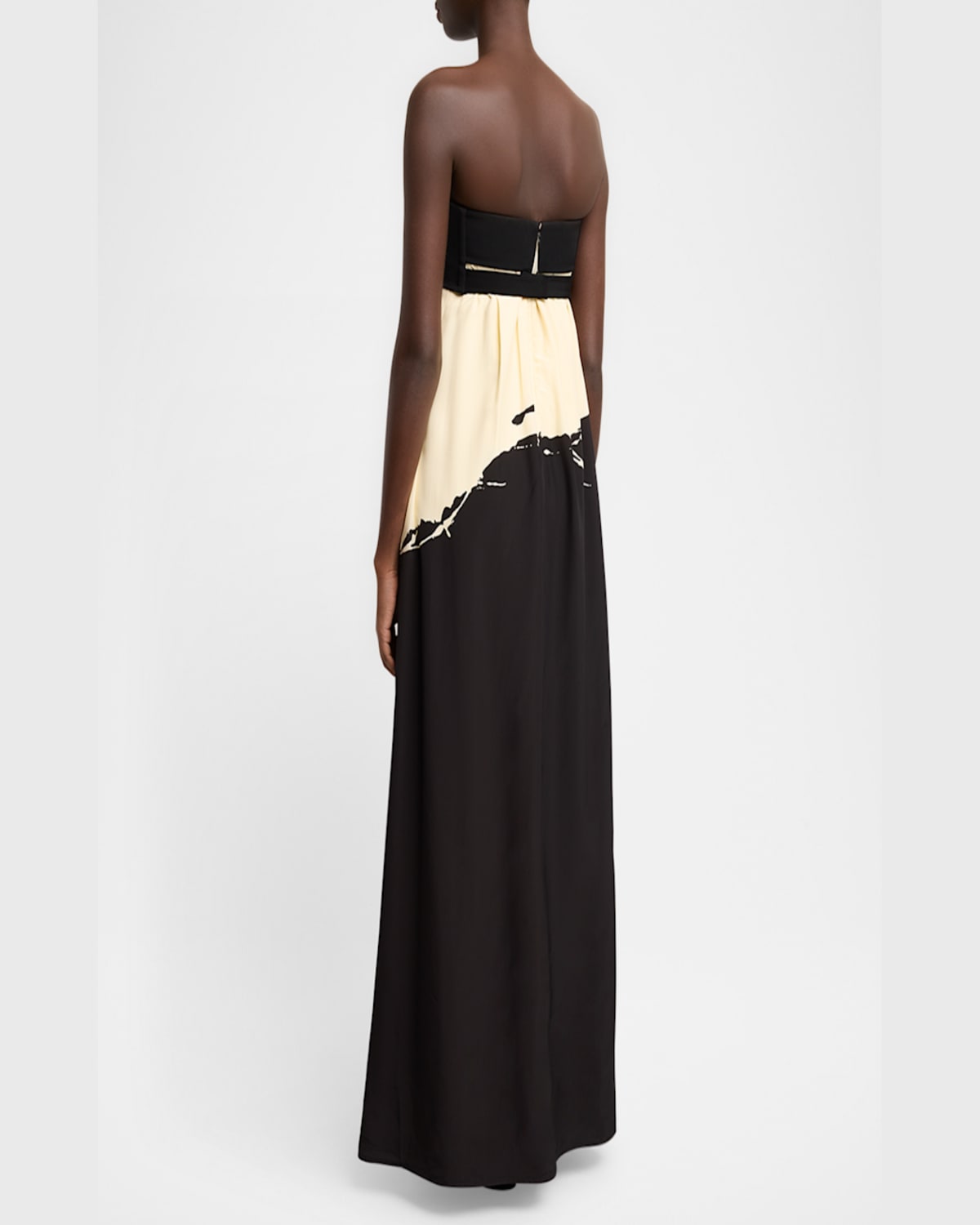 Shop Proenza Schouler Ophelia Printed Strapless Marocaine Dress In Black Multi
