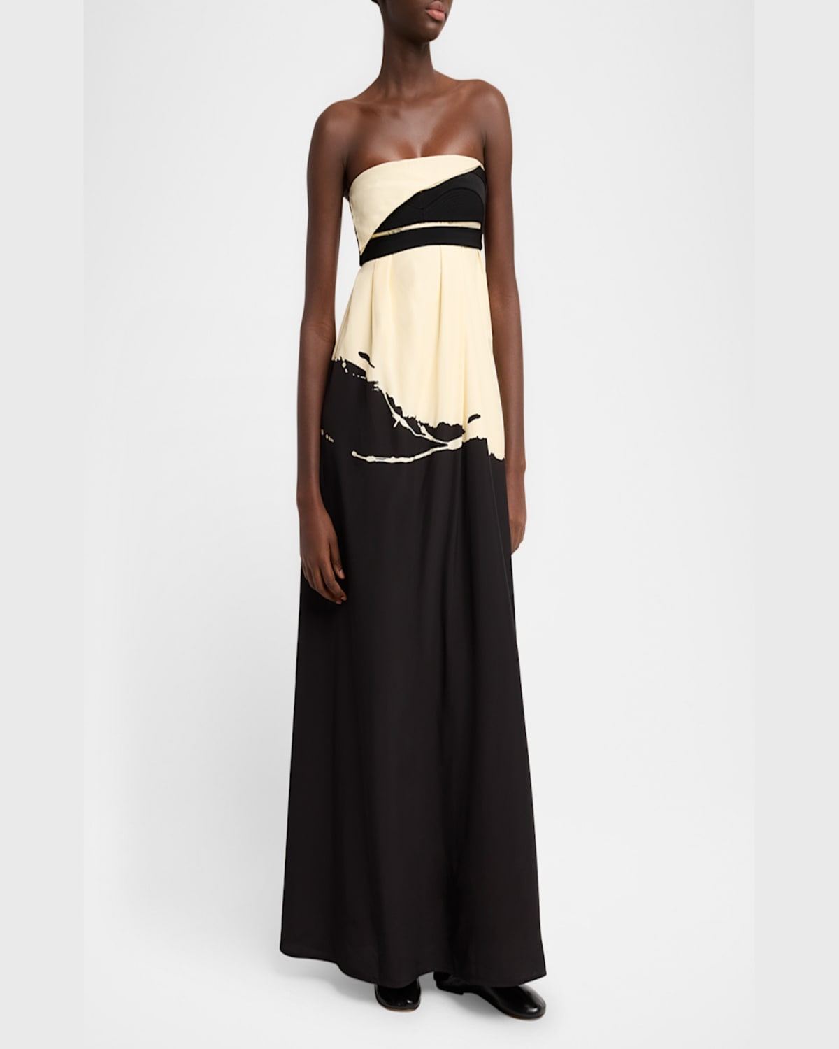 Shop Proenza Schouler Ophelia Printed Strapless Marocaine Dress In Black Multi