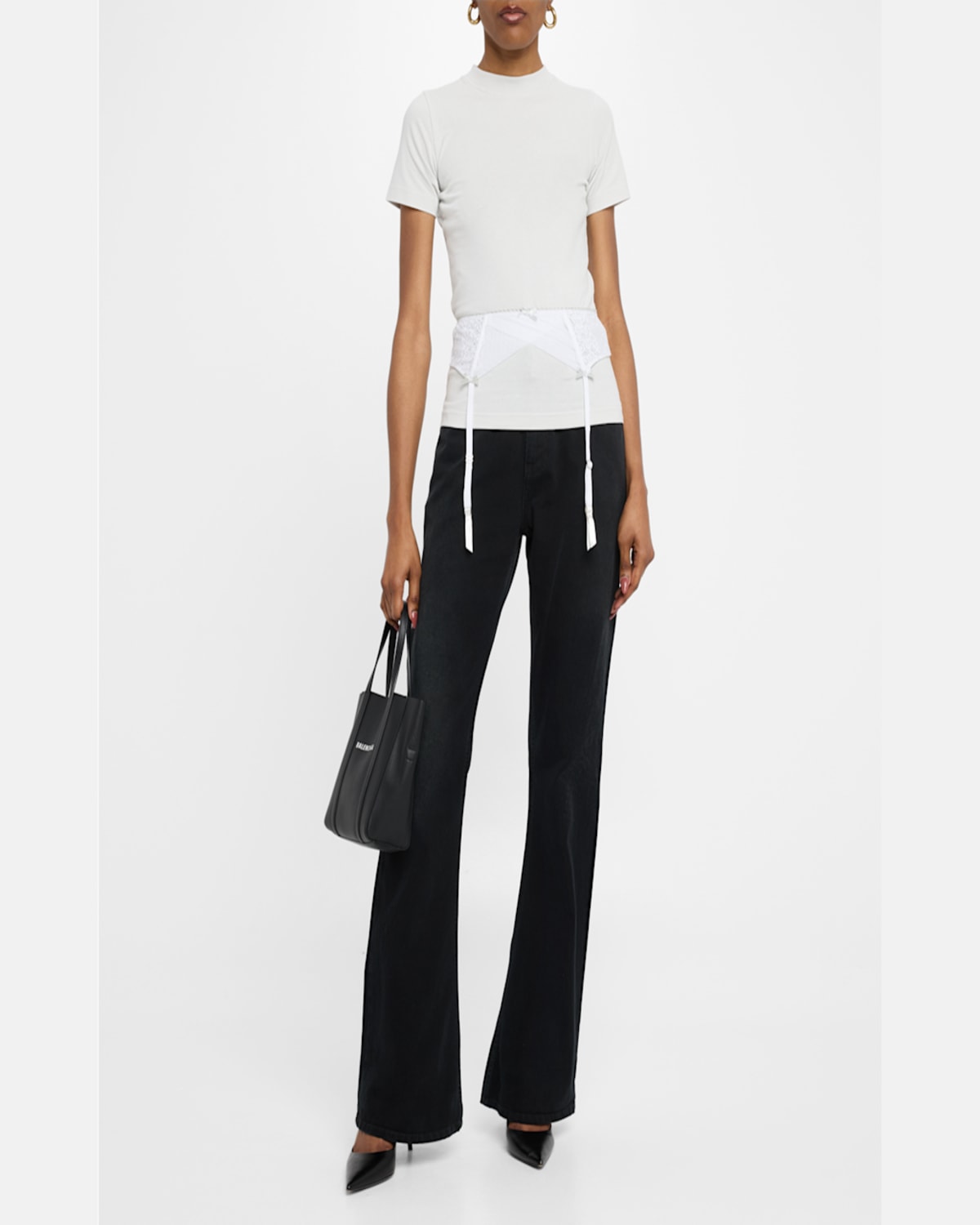 Balenciaga White Lingerie T-shirt In Dirty White