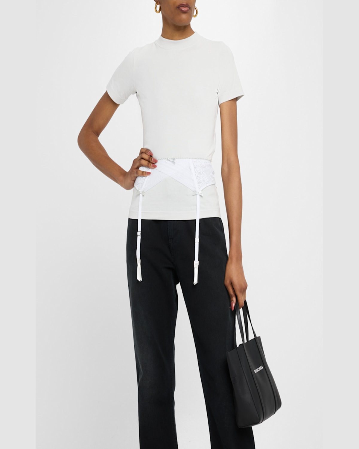 Balenciaga White Lingerie T-shirt In Dirty White