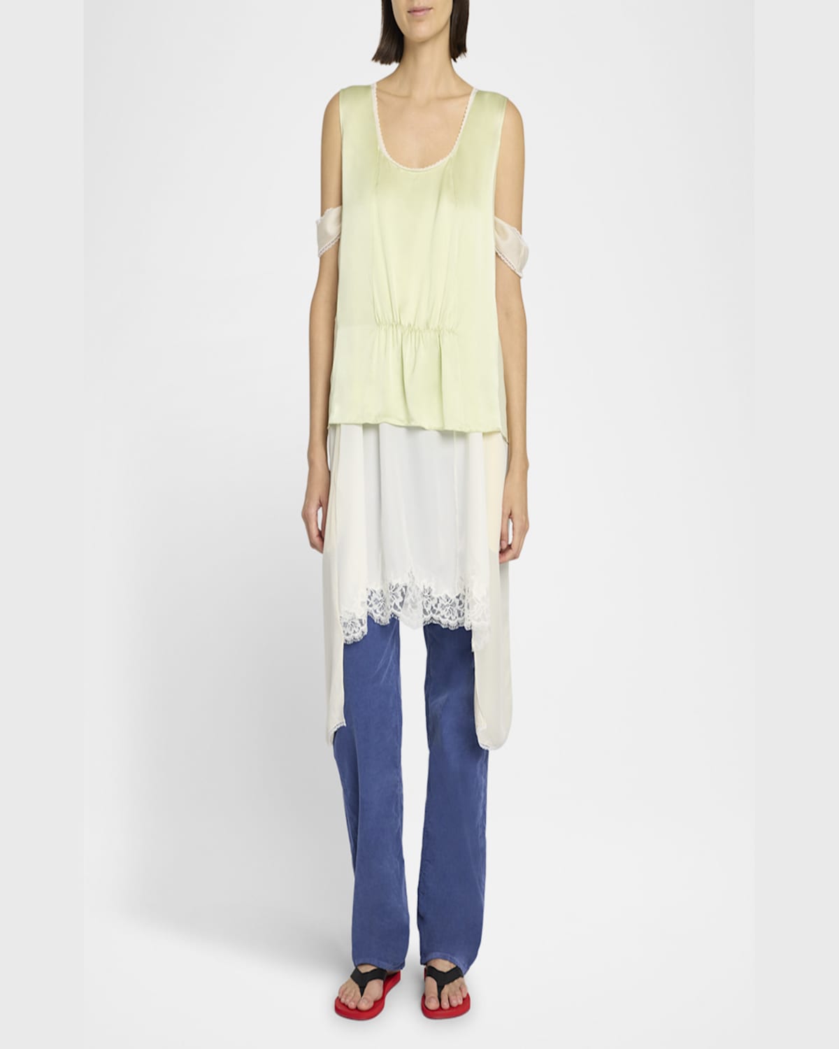The Row Dinara Boxy Silk Top In Pale Grass