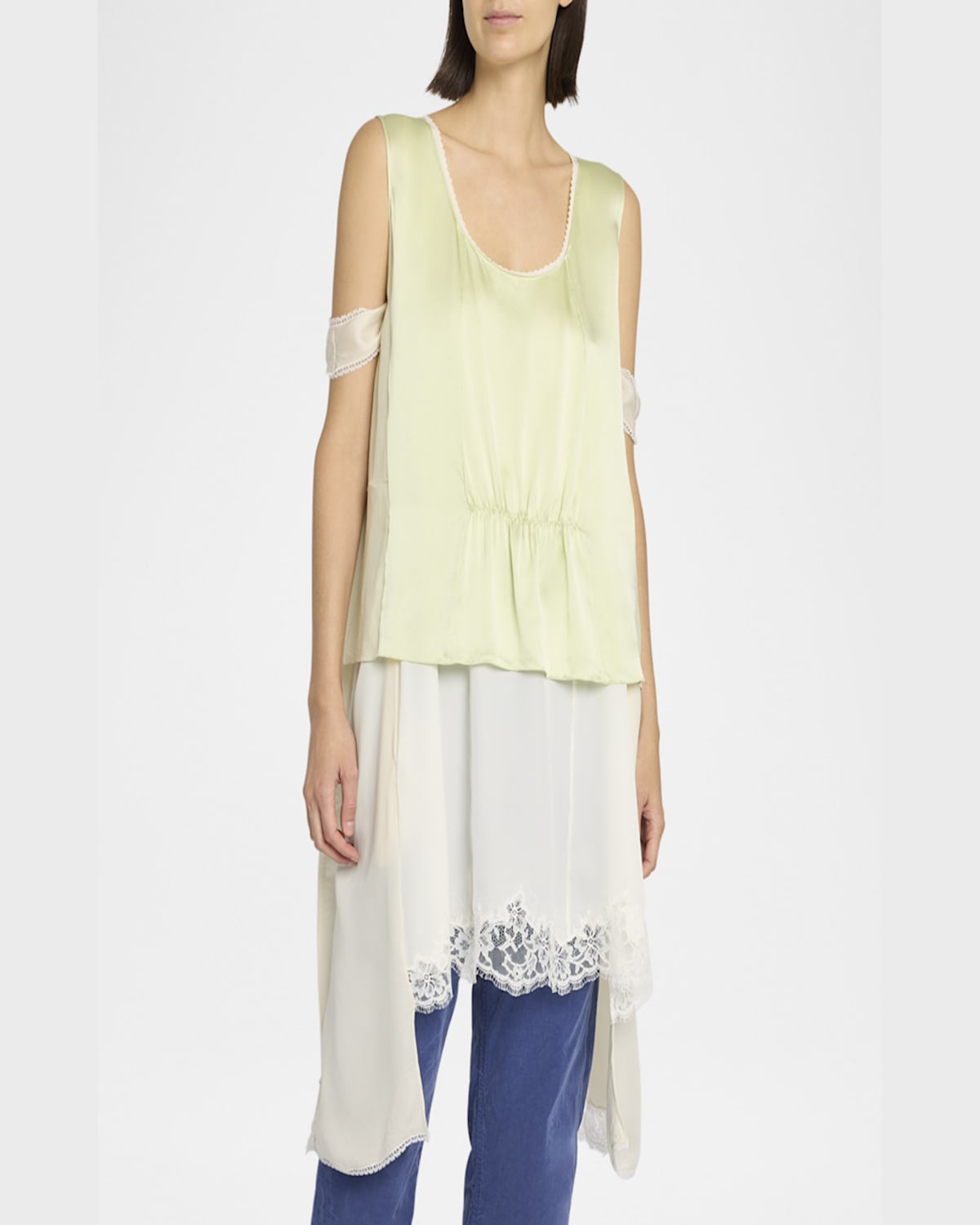 The Row Dinara Boxy Silk Top In Pale Grass