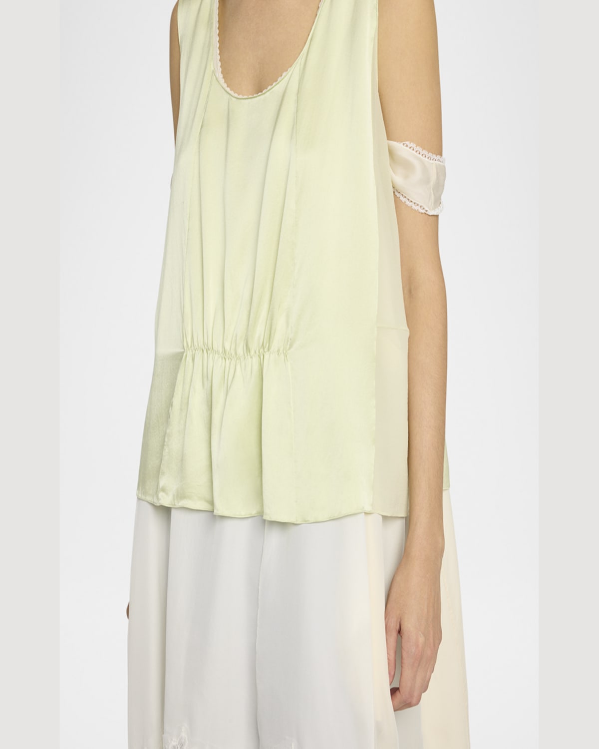 The Row Dinara Boxy Silk Top In Pale Grass