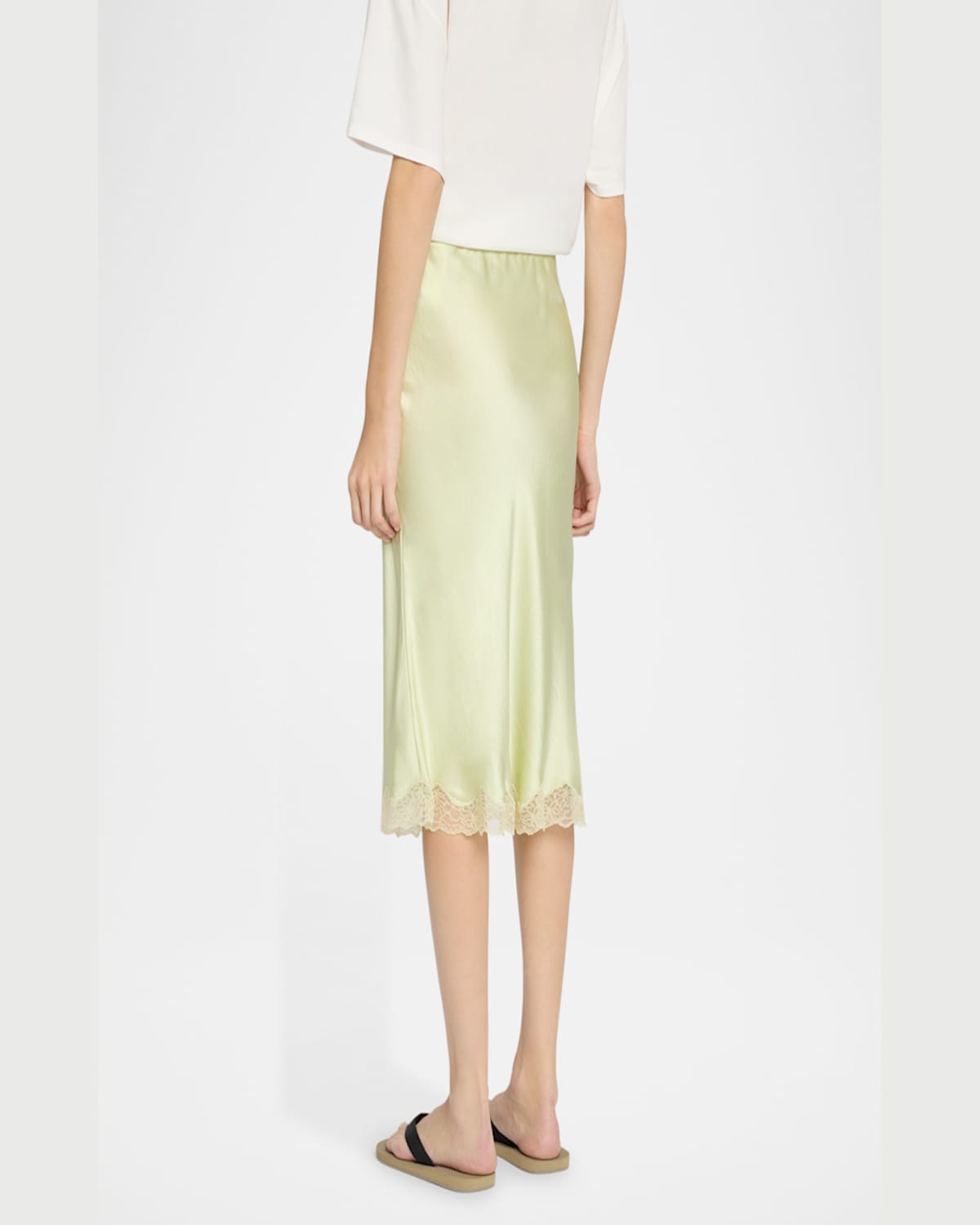 The Row Irene Silk Slip Skirt In Pale Grass