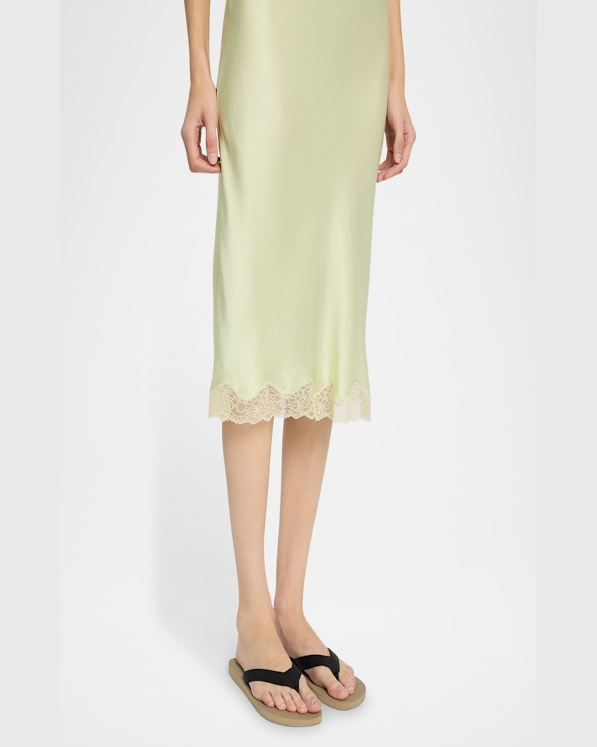 The Row Irene Silk Slip Skirt In Pale Grass