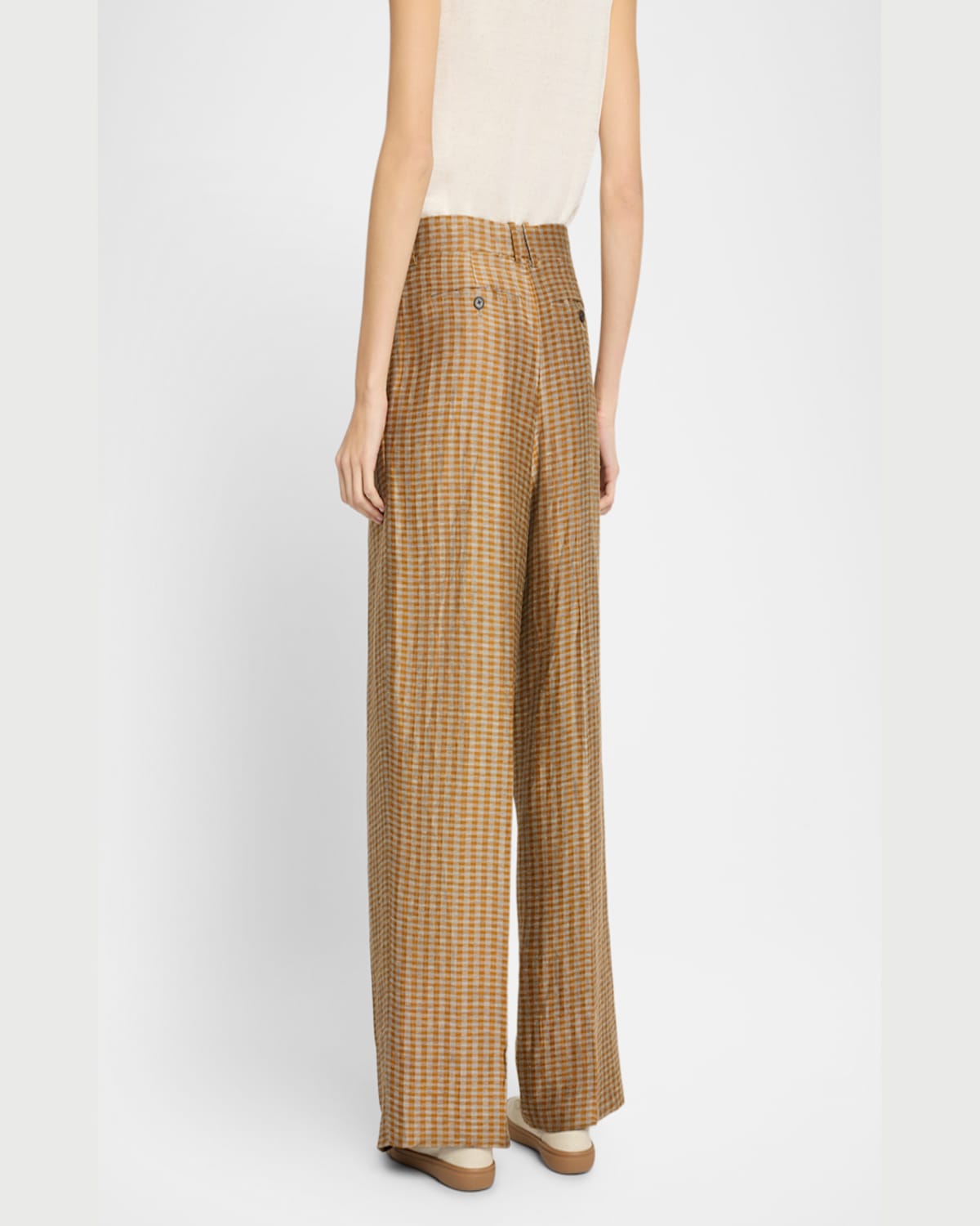 Shop The Row Sherry Printed Wide Leg Linen Pants In Orange Linen  White