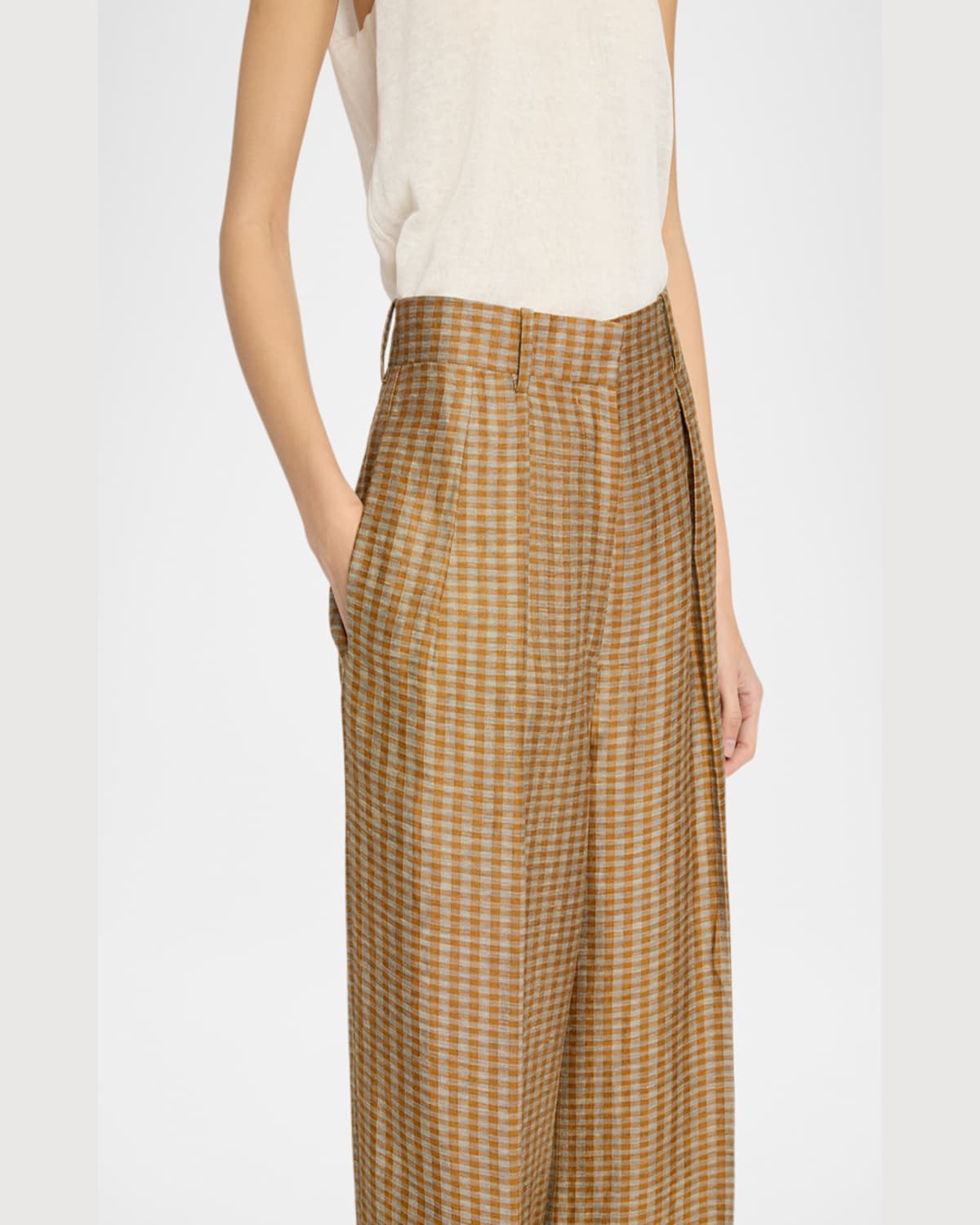 Shop The Row Sherry Printed Wide Leg Linen Pants In Orange Linen  White