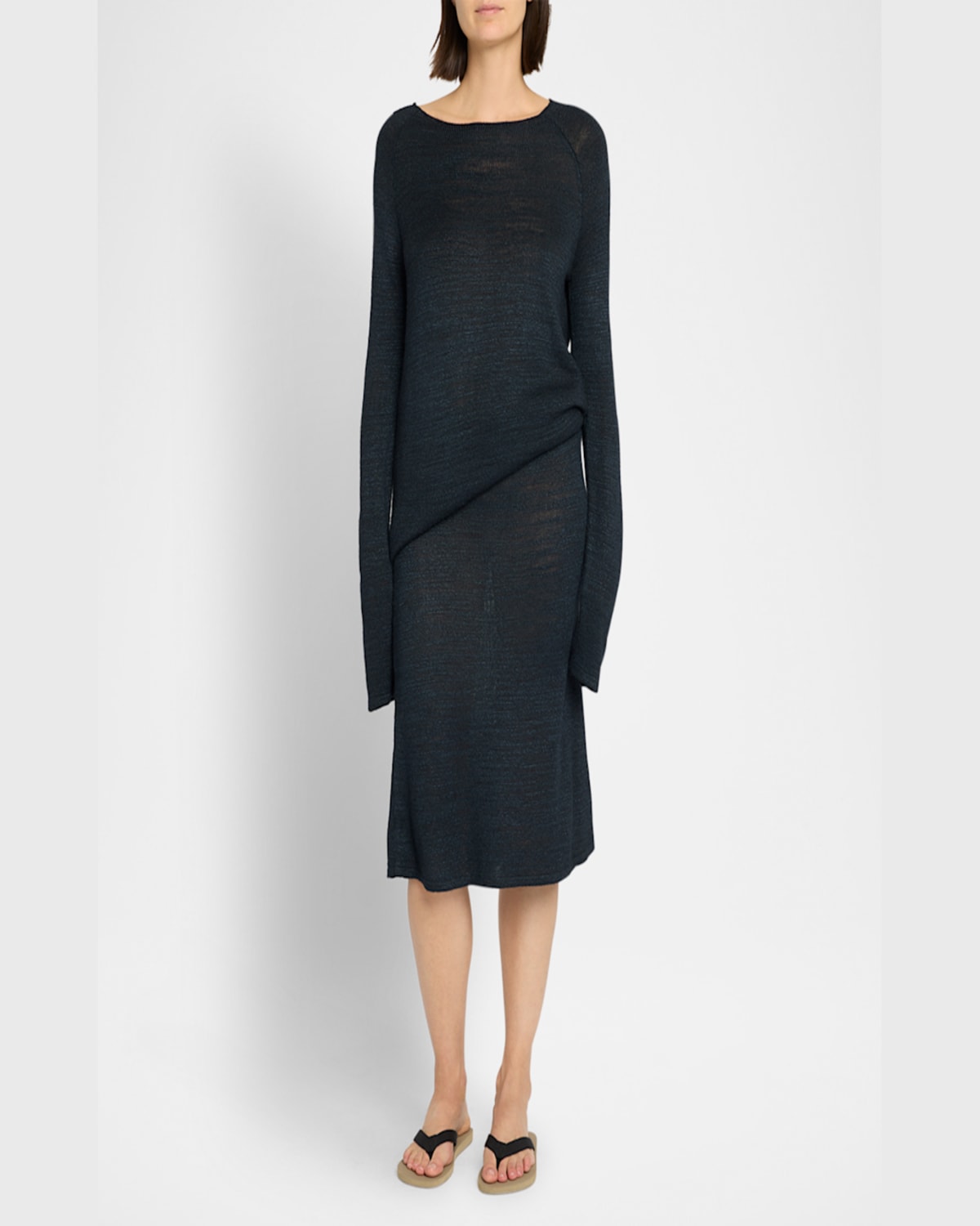 The Row Jesto Knit Midi Skirt In Deep Blue